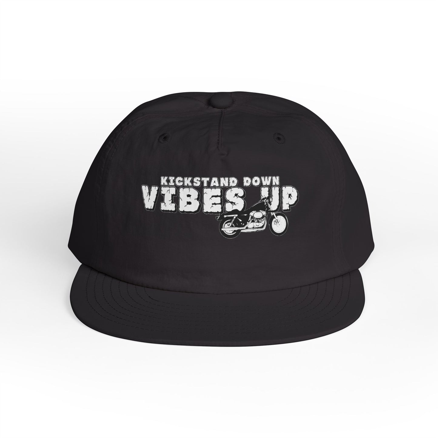 Surf Cap with 'Kickstand Down Vibes Up' Design, Perfect for Beach Days, Summer Festivals, Outdoor Adventures, Gifts for Surf Lovers - GritPalm Collective