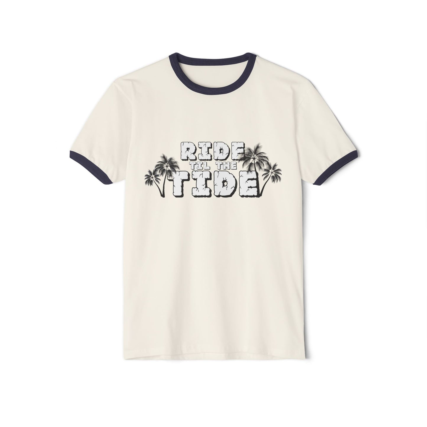 Ride the Tide Unisex Cotton Ringer T-Shirt, Beach Day Tee, Summer Vibes Shirt, Casual Everyday Wear, Gift for Ocean Lovers - GritPalm Collective