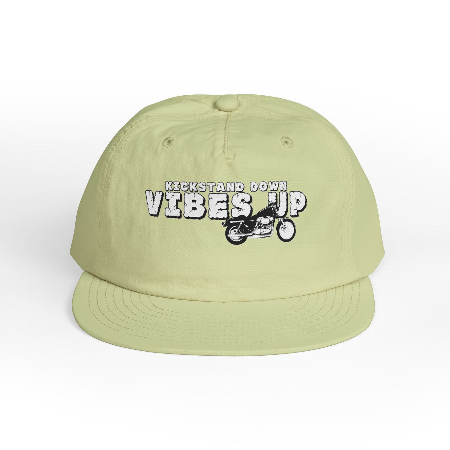 Surf Cap with 'Kickstand Down Vibes Up' Design, Perfect for Beach Days, Summer Festivals, Outdoor Adventures, Gifts for Surf Lovers - GritPalm Collective