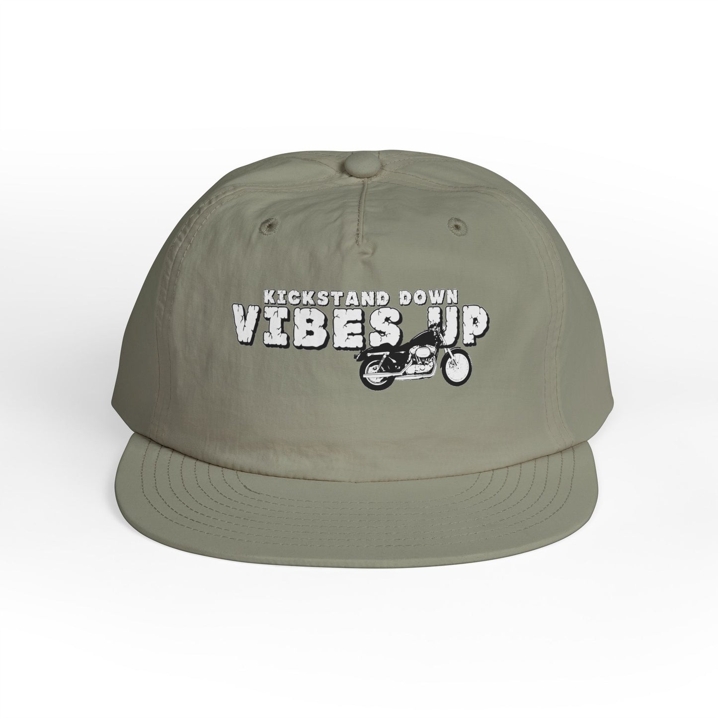 Surf Cap with 'Kickstand Down Vibes Up' Design, Perfect for Beach Days, Summer Festivals, Outdoor Adventures, Gifts for Surf Lovers - GritPalm Collective
