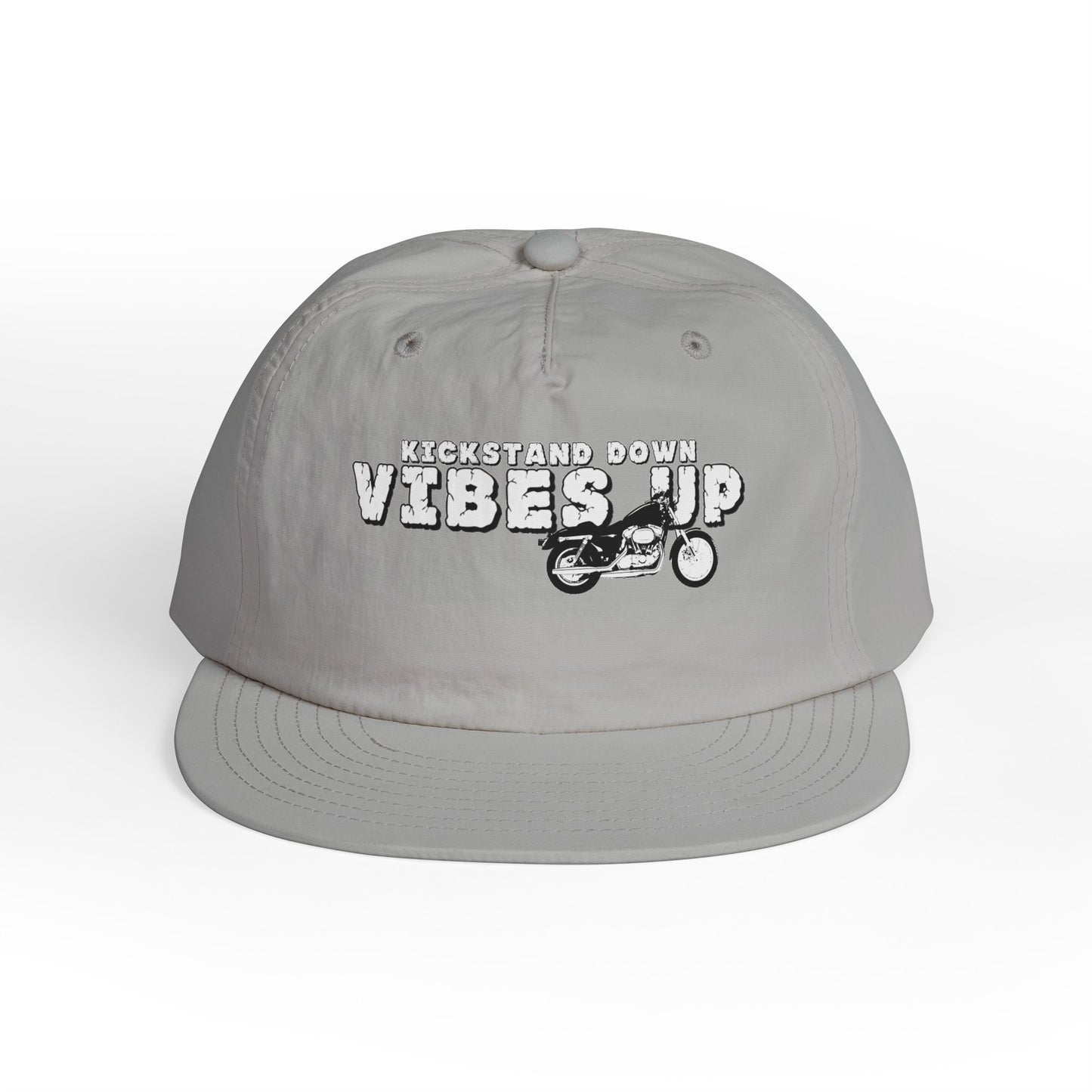 Surf Cap with 'Kickstand Down Vibes Up' Design, Perfect for Beach Days, Summer Festivals, Outdoor Adventures, Gifts for Surf Lovers - GritPalm Collective