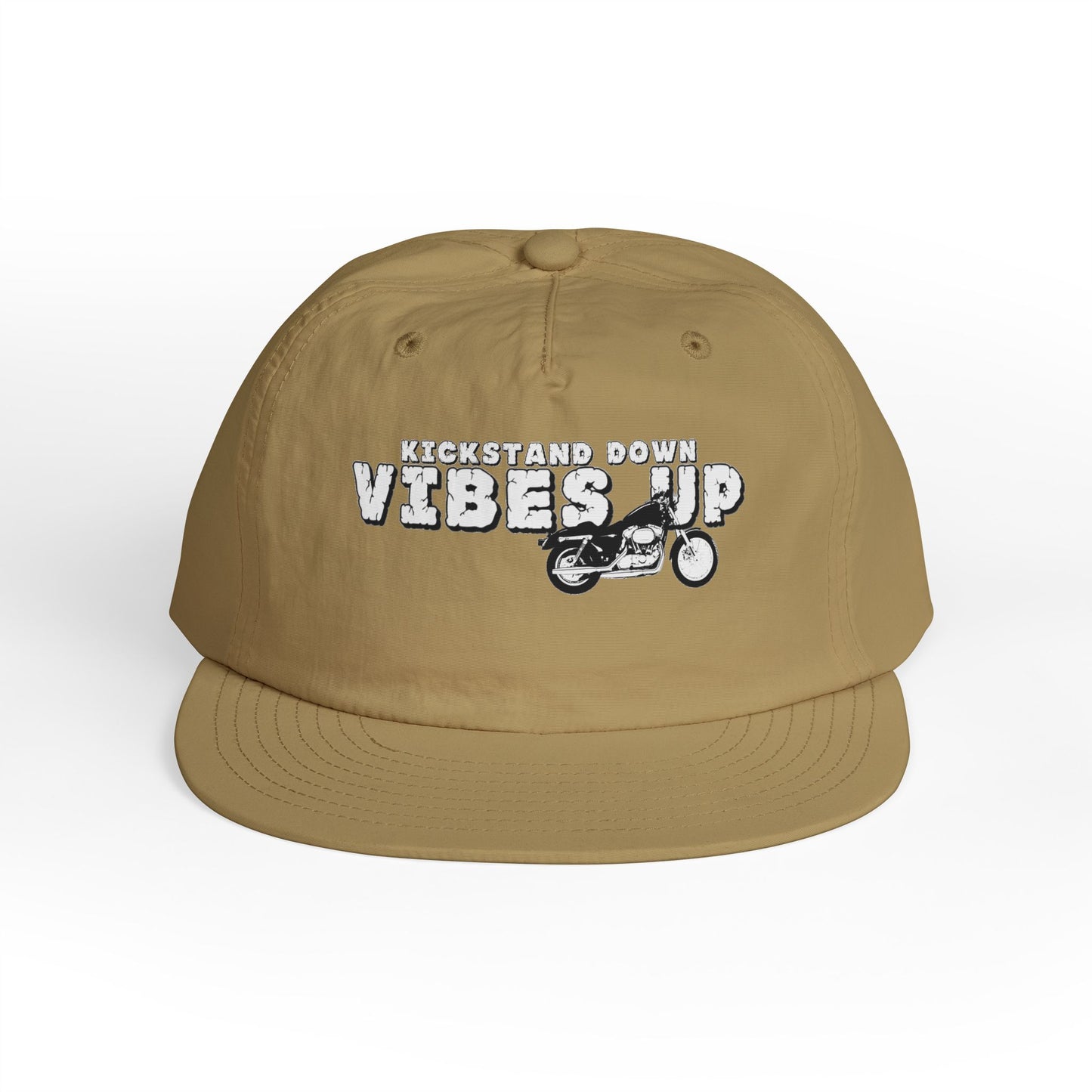 Surf Cap with 'Kickstand Down Vibes Up' Design, Perfect for Beach Days, Summer Festivals, Outdoor Adventures, Gifts for Surf Lovers - GritPalm Collective