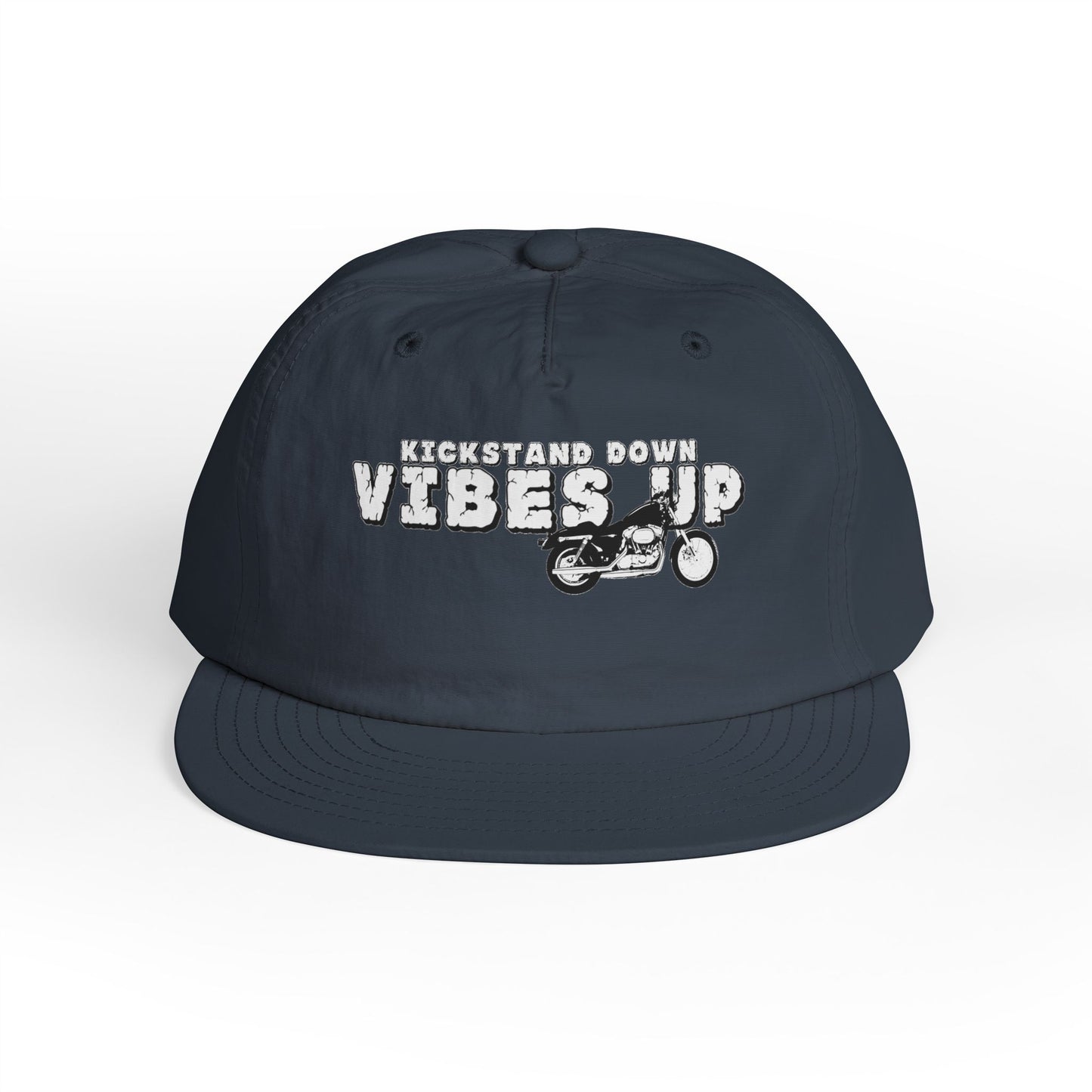 Surf Cap with 'Kickstand Down Vibes Up' Design, Perfect for Beach Days, Summer Festivals, Outdoor Adventures, Gifts for Surf Lovers - GritPalm Collective