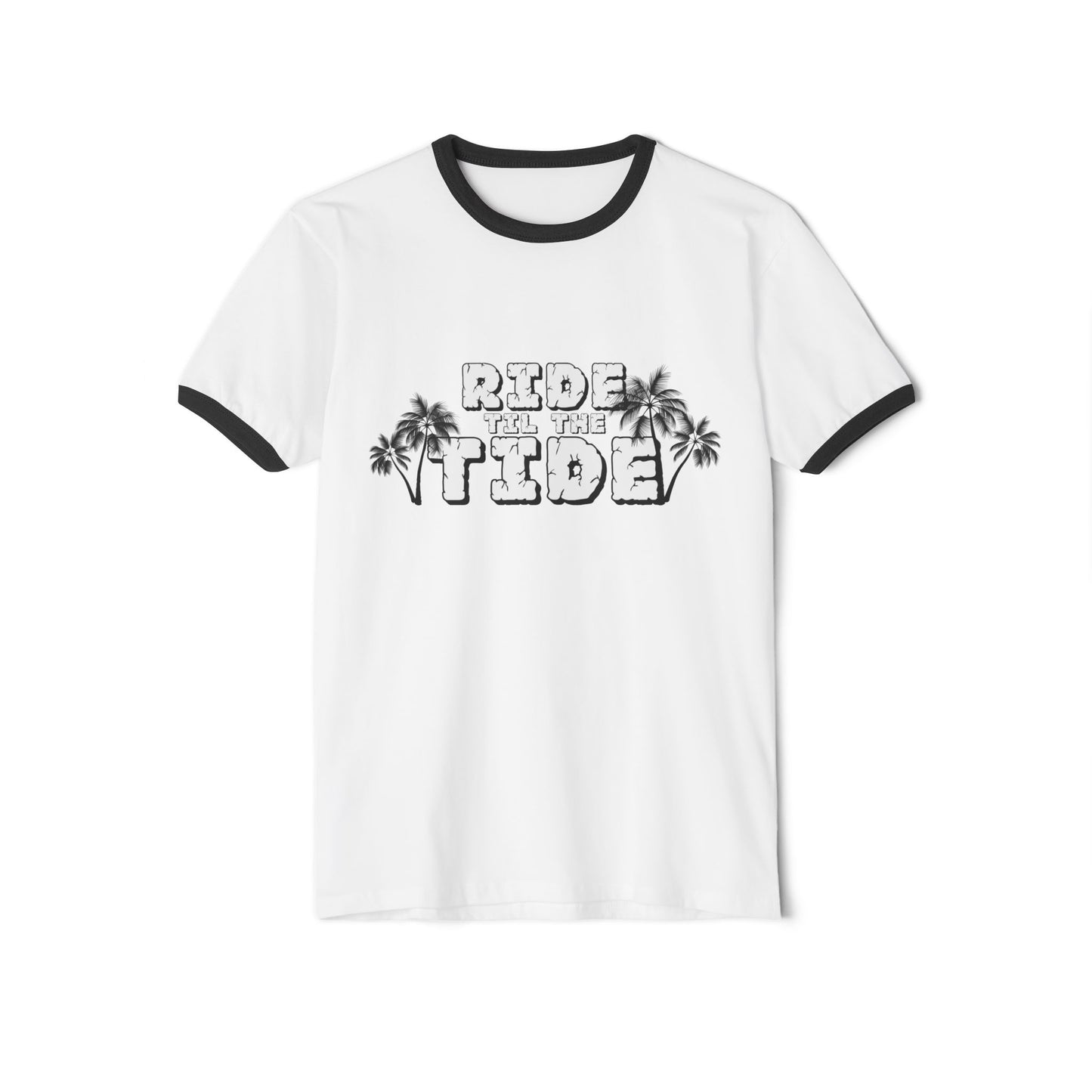 Ride the Tide Unisex Cotton Ringer T-Shirt, Beach Day Tee, Summer Vibes Shirt, Casual Everyday Wear, Gift for Ocean Lovers - GritPalm Collective