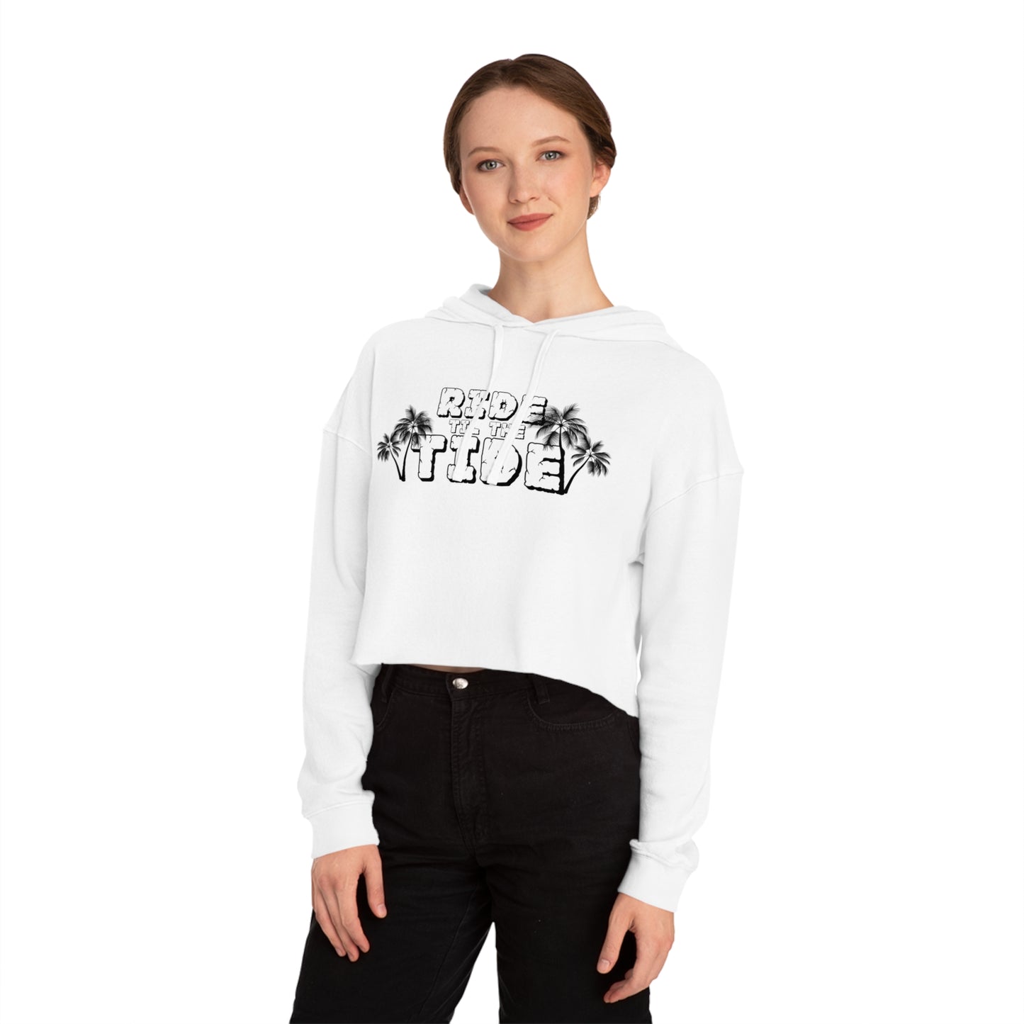 Ride the Tide Cropped Hooded Sweatshirt, Summer Style, Beach Outfit, Vacation Wear, Gift for Her, Trendy Activewear - GritPalm Collective
