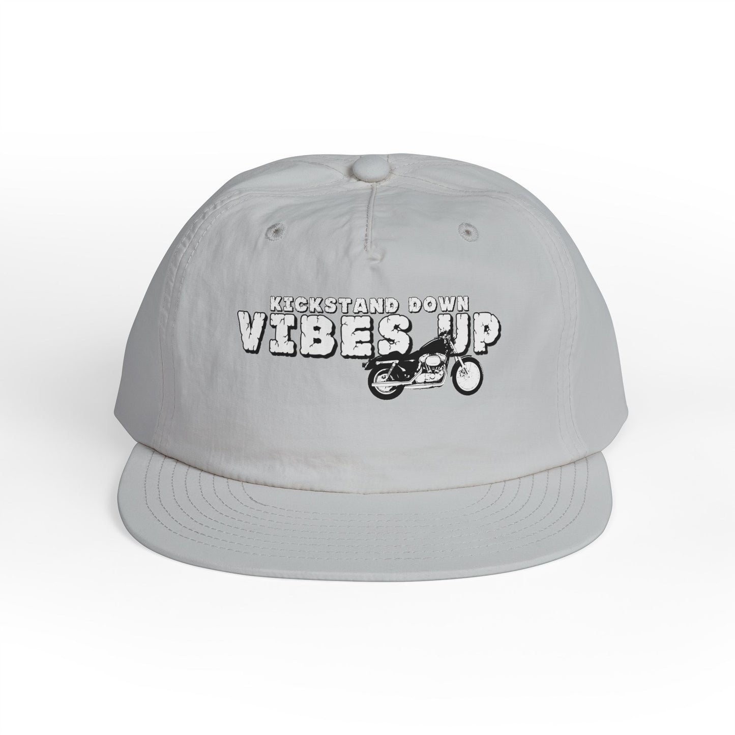 Surf Cap with 'Kickstand Down Vibes Up' Design, Perfect for Beach Days, Summer Festivals, Outdoor Adventures, Gifts for Surf Lovers - GritPalm Collective