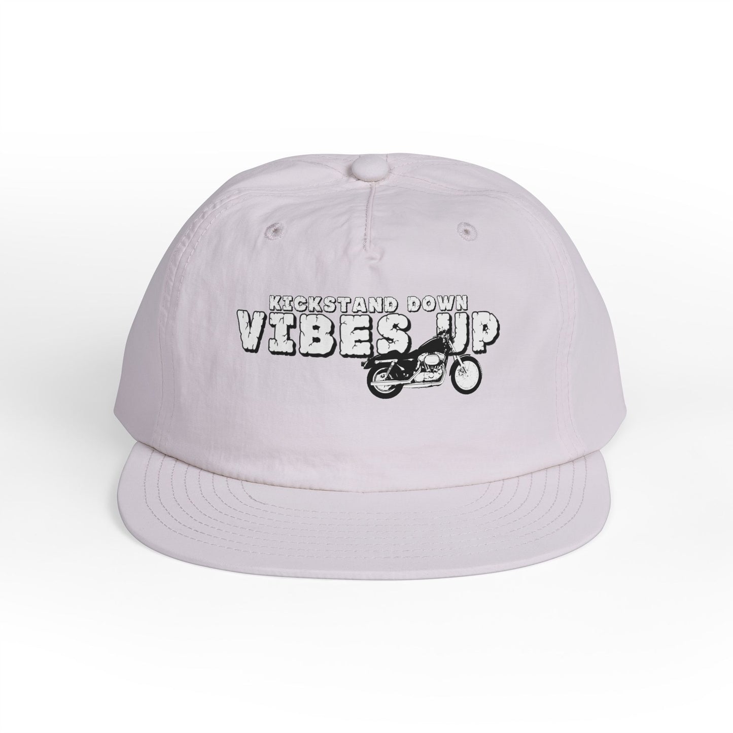 Surf Cap with 'Kickstand Down Vibes Up' Design, Perfect for Beach Days, Summer Festivals, Outdoor Adventures, Gifts for Surf Lovers - GritPalm Collective