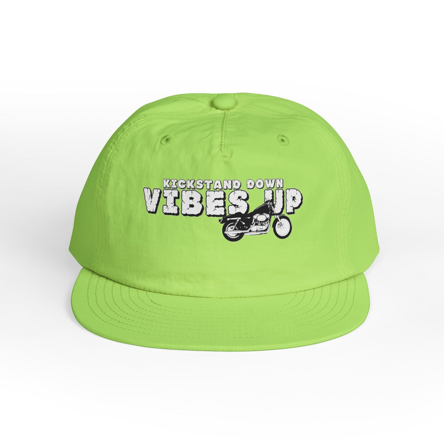 Surf Cap with 'Kickstand Down Vibes Up' Design, Perfect for Beach Days, Summer Festivals, Outdoor Adventures, Gifts for Surf Lovers - GritPalm Collective