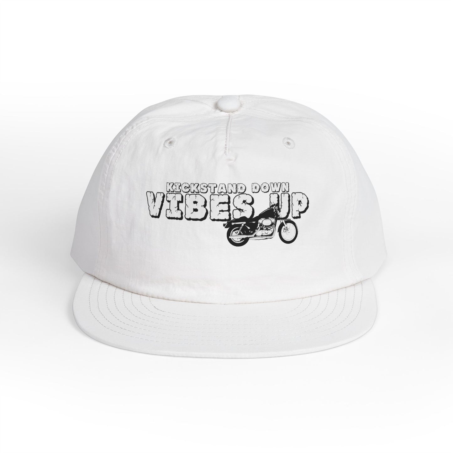 Surf Cap with 'Kickstand Down Vibes Up' Design, Perfect for Beach Days, Summer Festivals, Outdoor Adventures, Gifts for Surf Lovers - GritPalm Collective