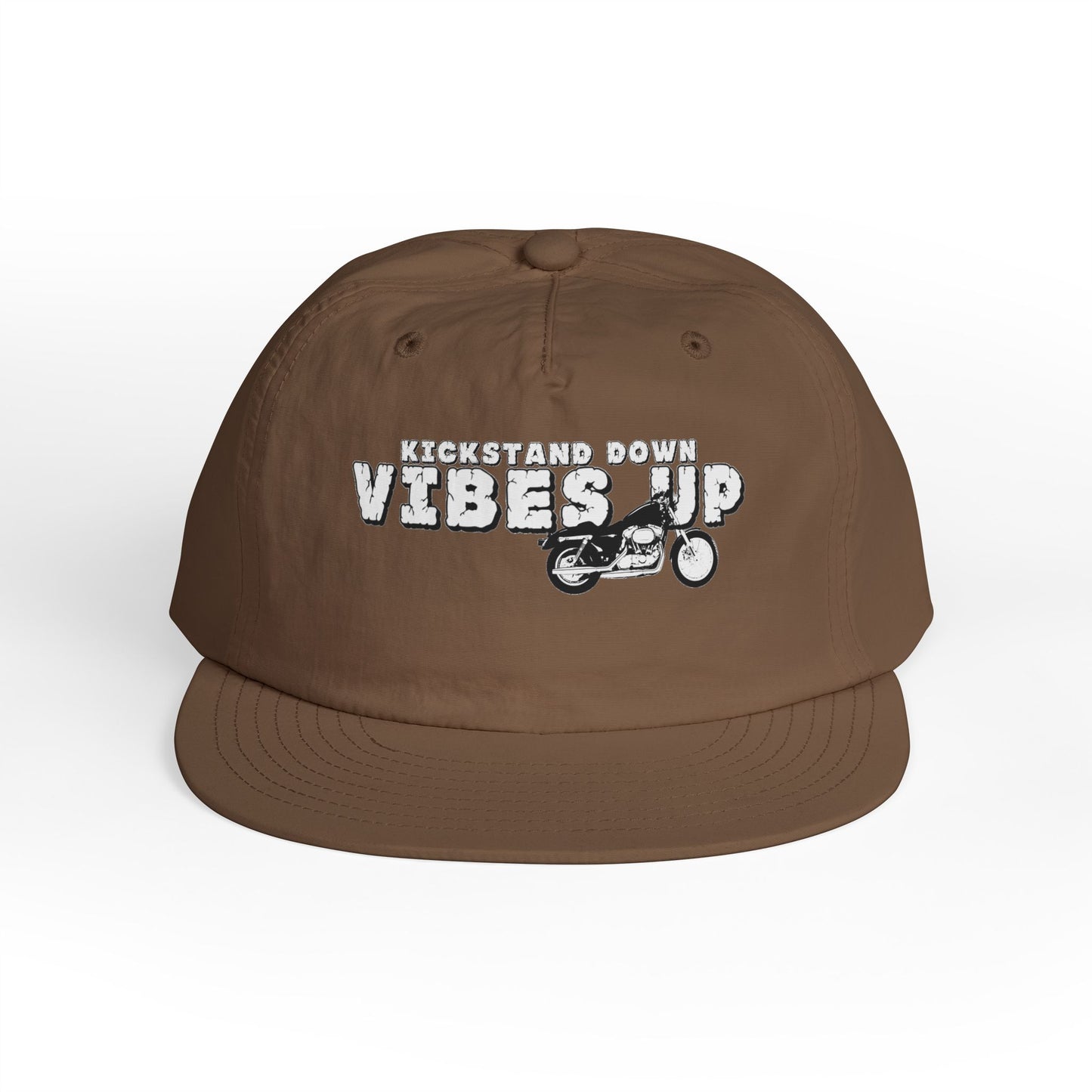Surf Cap with 'Kickstand Down Vibes Up' Design, Perfect for Beach Days, Summer Festivals, Outdoor Adventures, Gifts for Surf Lovers - GritPalm Collective
