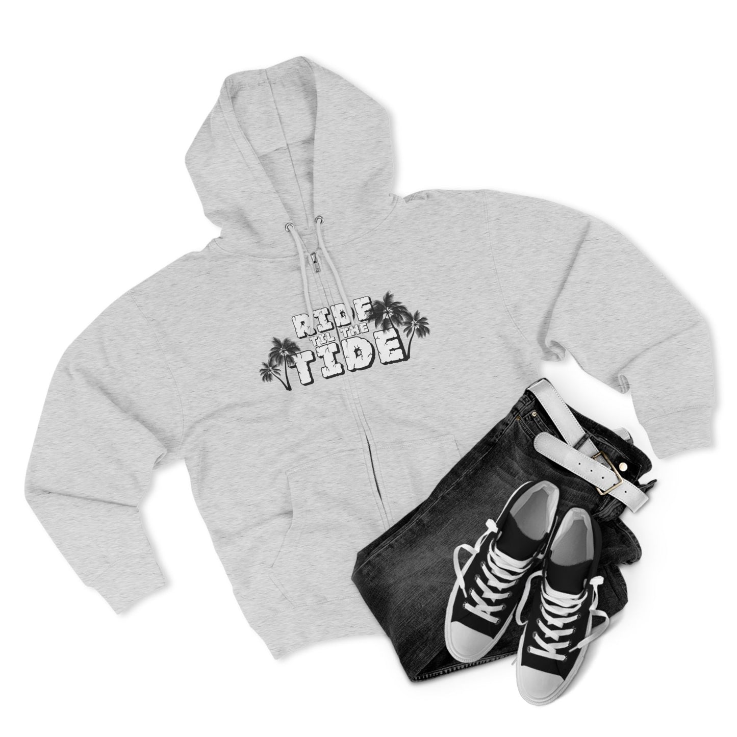 Ride Til the Tide Unisex Zip Hoodie | Casual Beachwear, Relaxed Vibes, Perfect for Summer, Comfortable Layering, Ideal Gift - GritPalm Collective