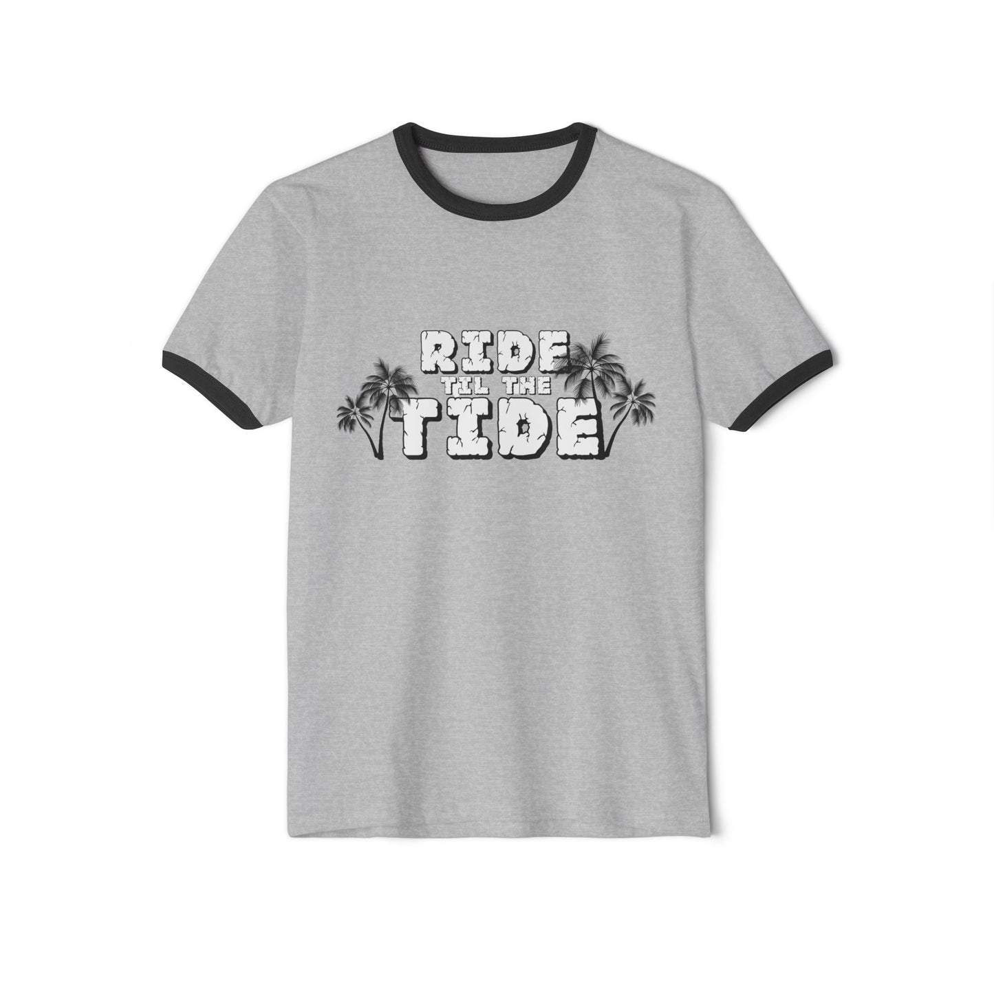 Ride the Tide Unisex Cotton Ringer T-Shirt, Beach Day Tee, Summer Vibes Shirt, Casual Everyday Wear, Gift for Ocean Lovers - GritPalm Collective