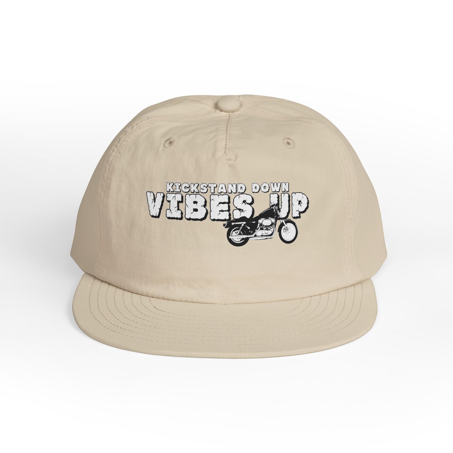 Surf Cap with 'Kickstand Down Vibes Up' Design, Perfect for Beach Days, Summer Festivals, Outdoor Adventures, Gifts for Surf Lovers - GritPalm Collective