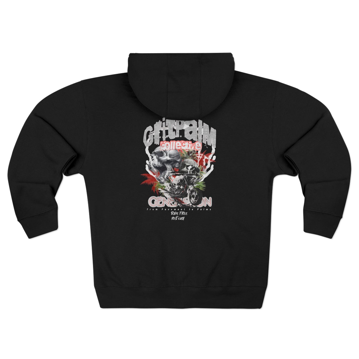 GritPalm Collective Graphic Zip Hoodie, Casual Streetwear, Unisex Sweatshirt, Trendy Graphic Apparel, Perfect Gift for Teens, Fall Fashion - GritPalm Collective