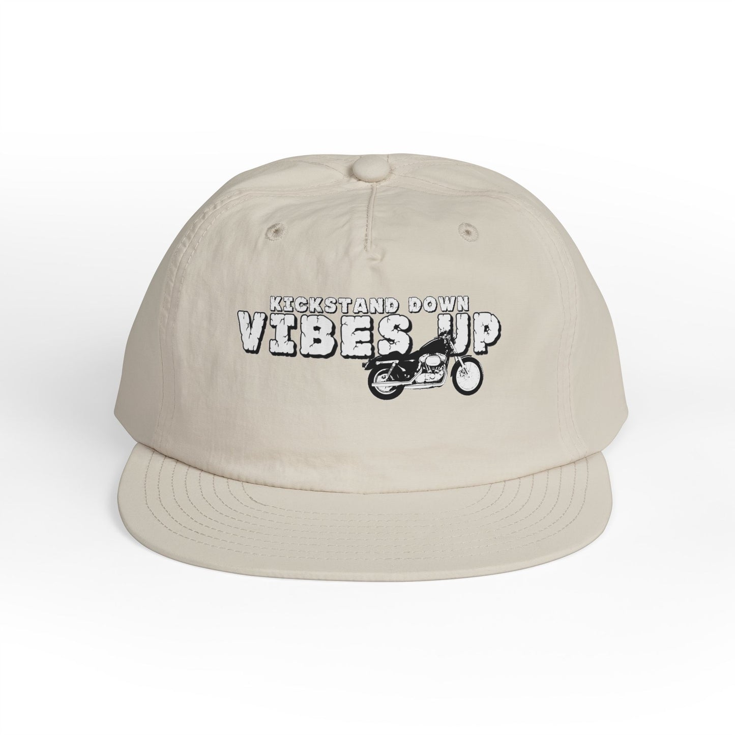 Surf Cap with 'Kickstand Down Vibes Up' Design, Perfect for Beach Days, Summer Festivals, Outdoor Adventures, Gifts for Surf Lovers - GritPalm Collective