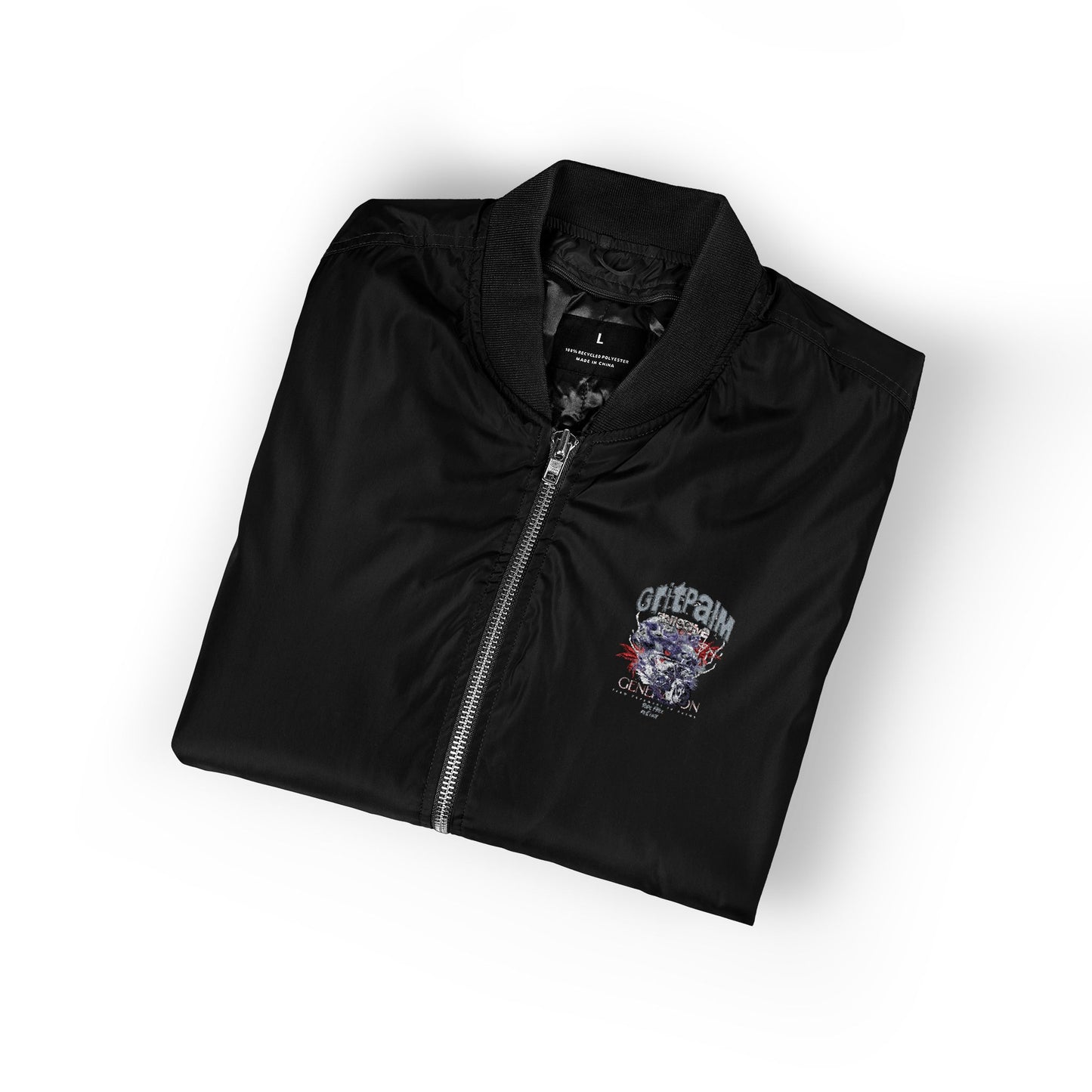 GritPalm Collective Eco-Friendly Embroidered Bomber Jacket, Sustainable Fashion, Unique Gift, Streetwear Style, Fall Outerwear, Celebrity Style - GritPalm Collective