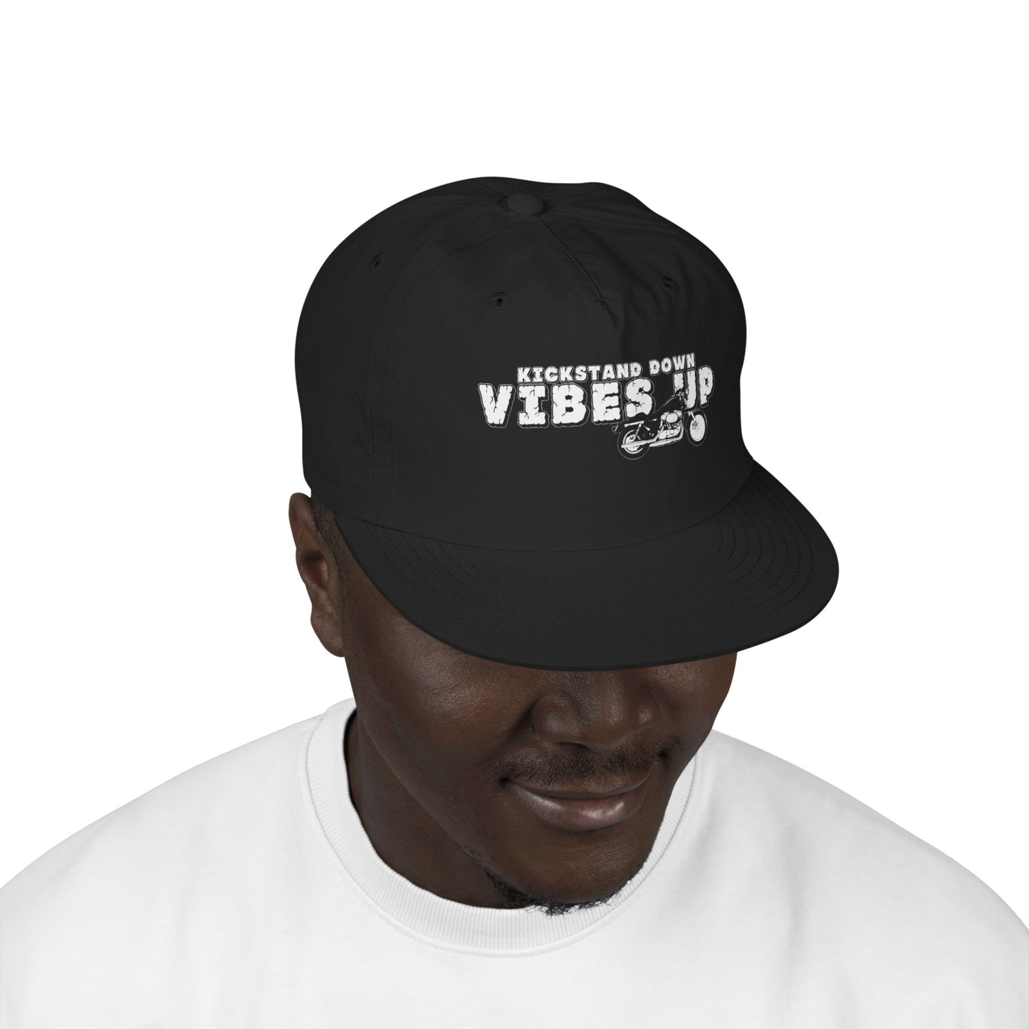 Surf Cap with 'Kickstand Down Vibes Up' Design, Perfect for Beach Days, Summer Festivals, Outdoor Adventures, Gifts for Surf Lovers - GritPalm Collective