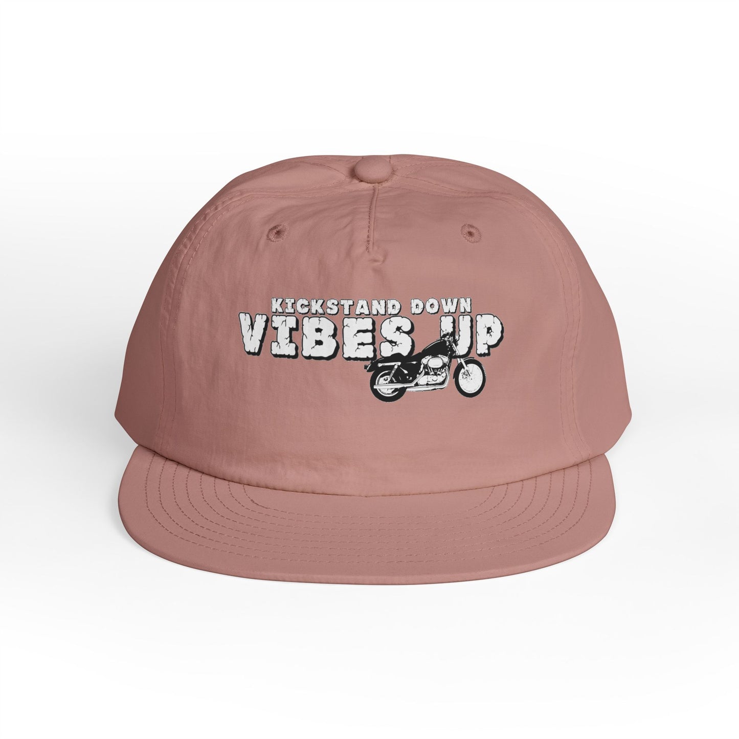 Surf Cap with 'Kickstand Down Vibes Up' Design, Perfect for Beach Days, Summer Festivals, Outdoor Adventures, Gifts for Surf Lovers - GritPalm Collective