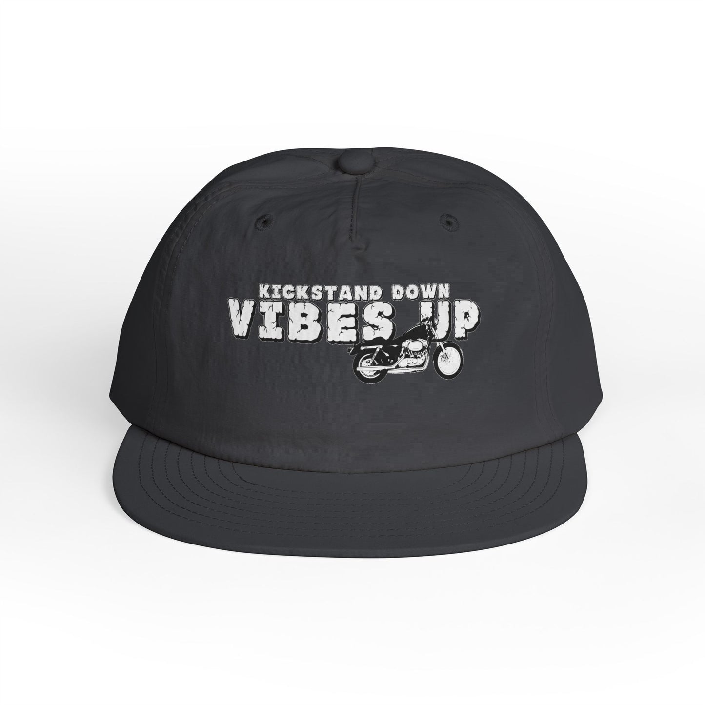 Surf Cap with 'Kickstand Down Vibes Up' Design, Perfect for Beach Days, Summer Festivals, Outdoor Adventures, Gifts for Surf Lovers - GritPalm Collective