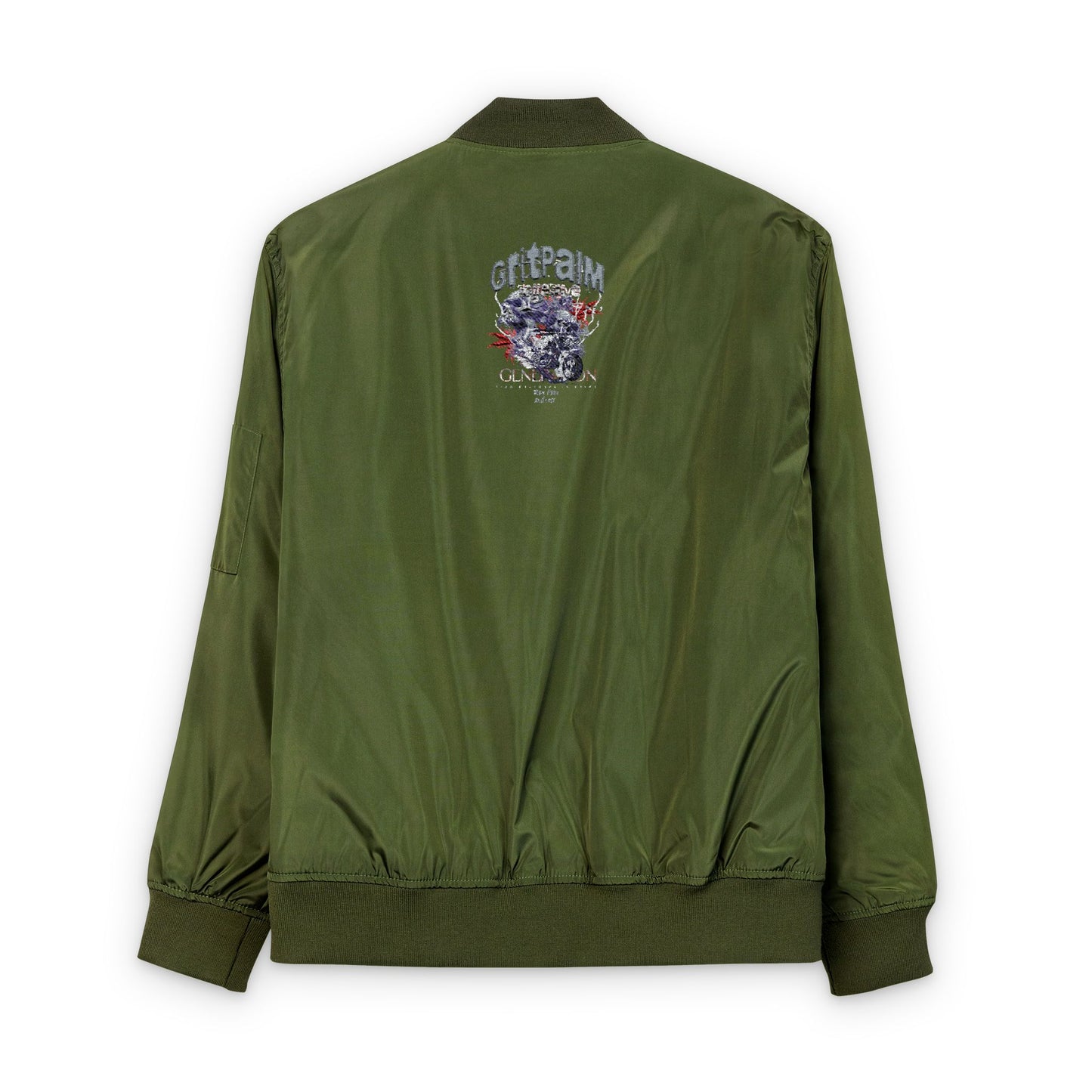 GritPalm Collective Eco-Friendly Embroidered Bomber Jacket, Sustainable Fashion, Unique Gift, Streetwear Style, Fall Outerwear, Celebrity Style - GritPalm Collective