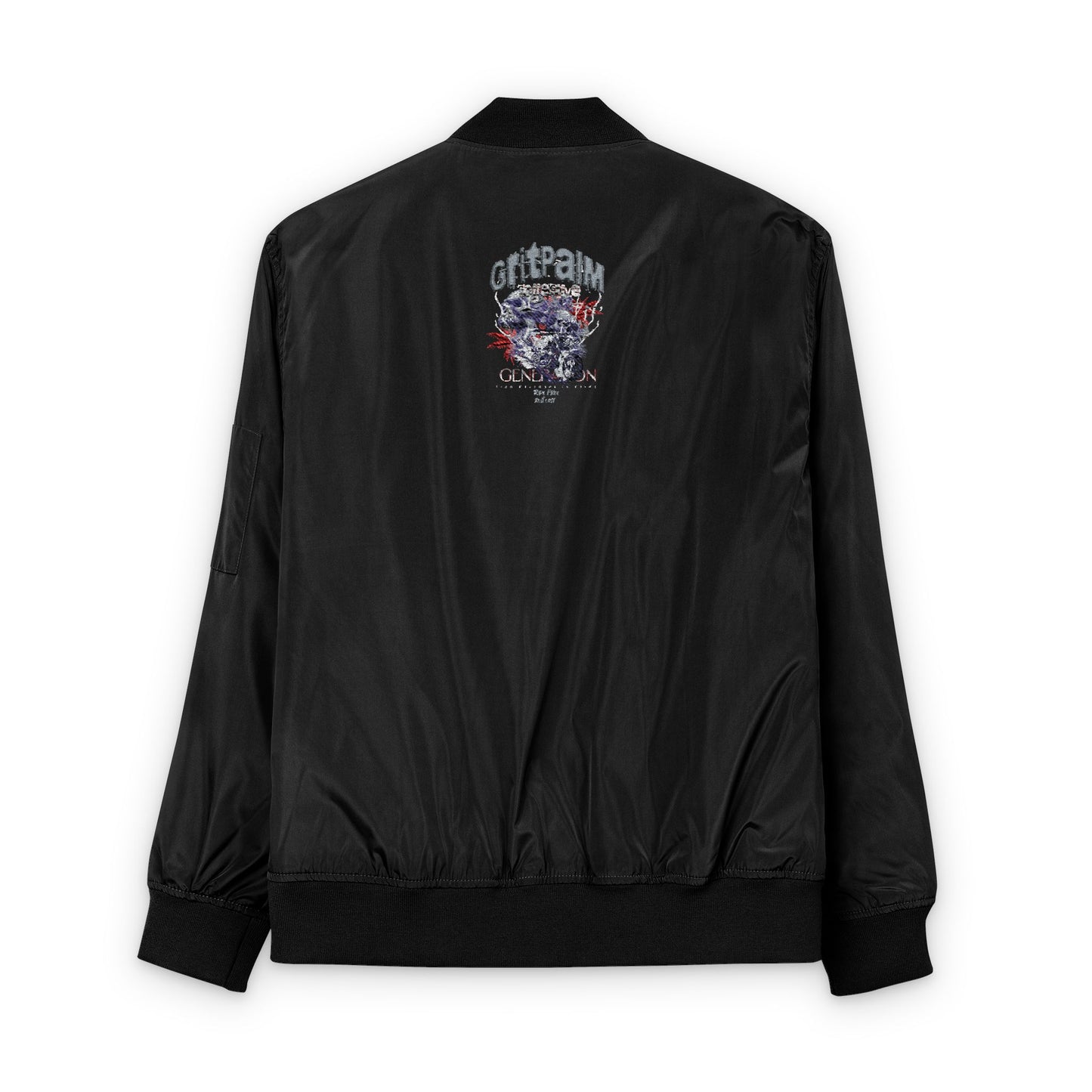 GritPalm Collective Eco-Friendly Embroidered Bomber Jacket, Sustainable Fashion, Unique Gift, Streetwear Style, Fall Outerwear, Celebrity Style - GritPalm Collective