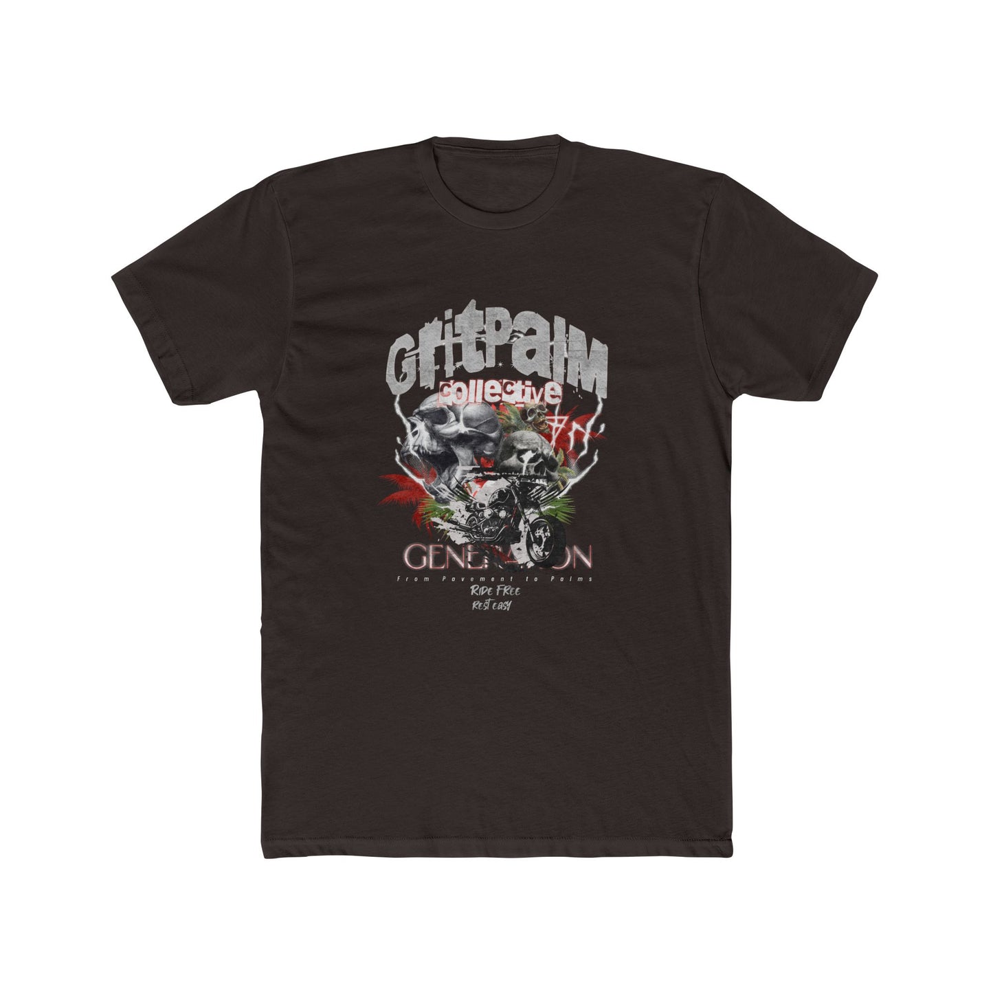 GritPalm Collective Unisex Cotton Crew Tee - Motorcycle Enthusiast Tee, Vintage Graphic Shirt, Gift for Bikers, Casual Wear, Music Festival [...] - GritPalm Collective