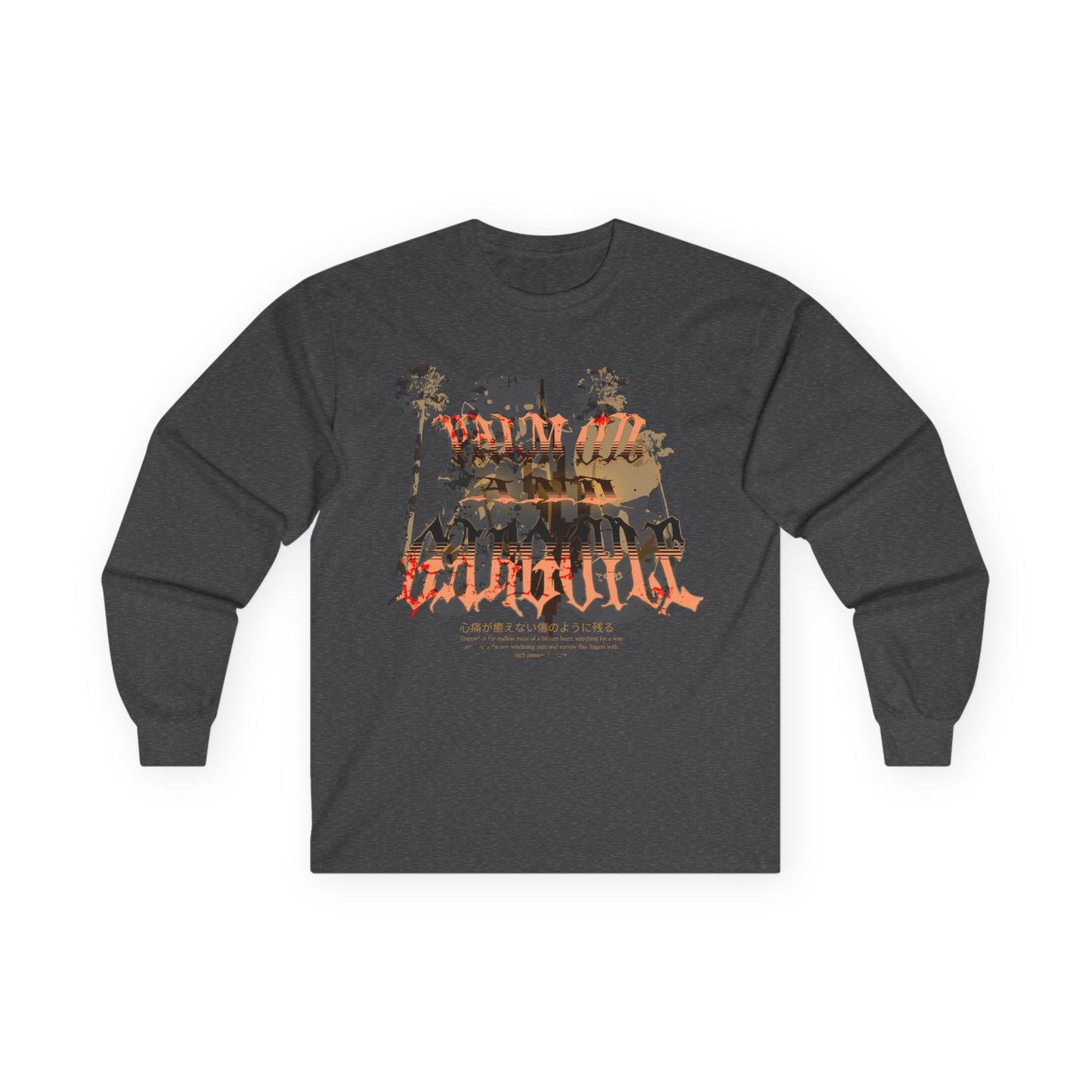 Palm Oil And Gargoyle Long Sleeve Tee - Unisex Ultra Cotton, Graphic Tee, Casual Wear, Gift for Him, Her, Summer Vibes - GritPalm Collective
