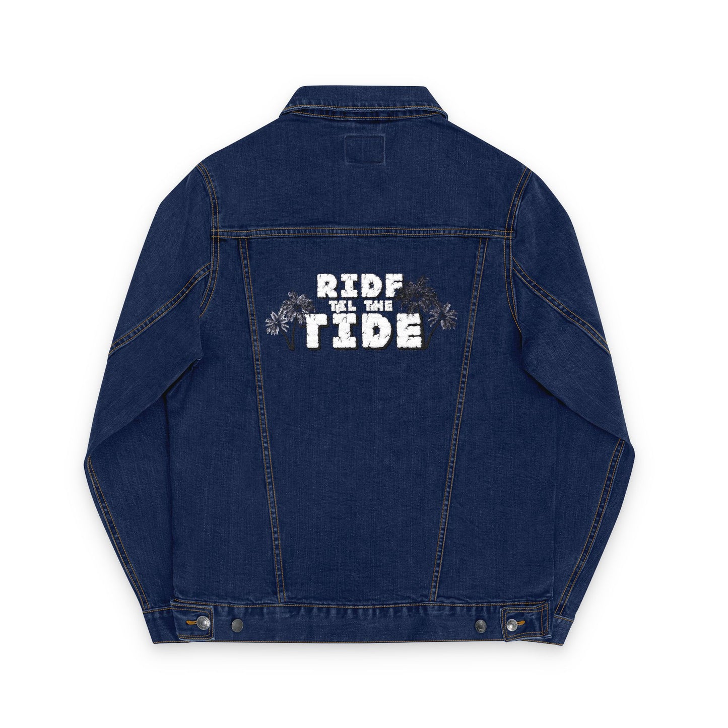 Ride the Tide Unisex Embroidered Denim Jacket - Trendy Summer Fashion, Casual Outerwear, Beach Style, Gift for Her - GritPalm Collective