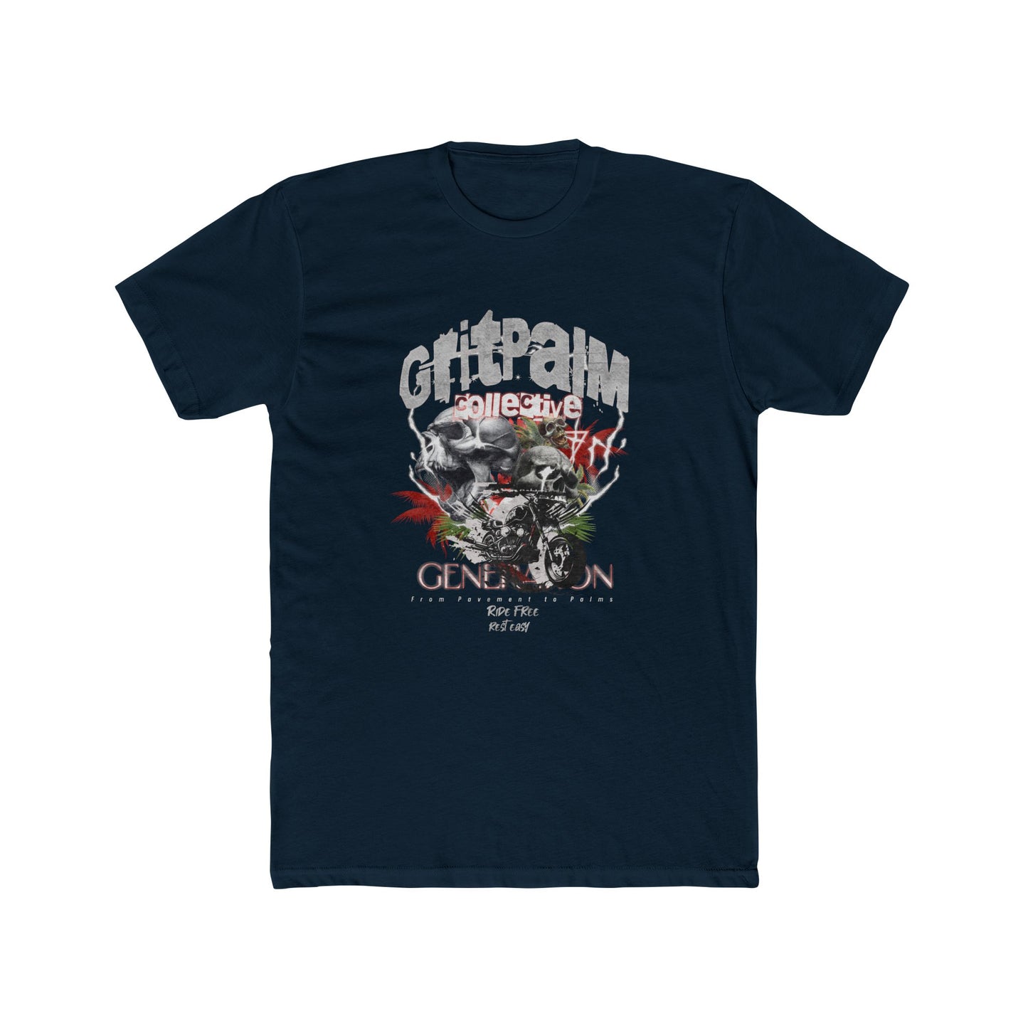 GritPalm Collective Unisex Cotton Crew Tee - Motorcycle Enthusiast Tee, Vintage Graphic Shirt, Gift for Bikers, Casual Wear, Music Festival [...] - GritPalm Collective
