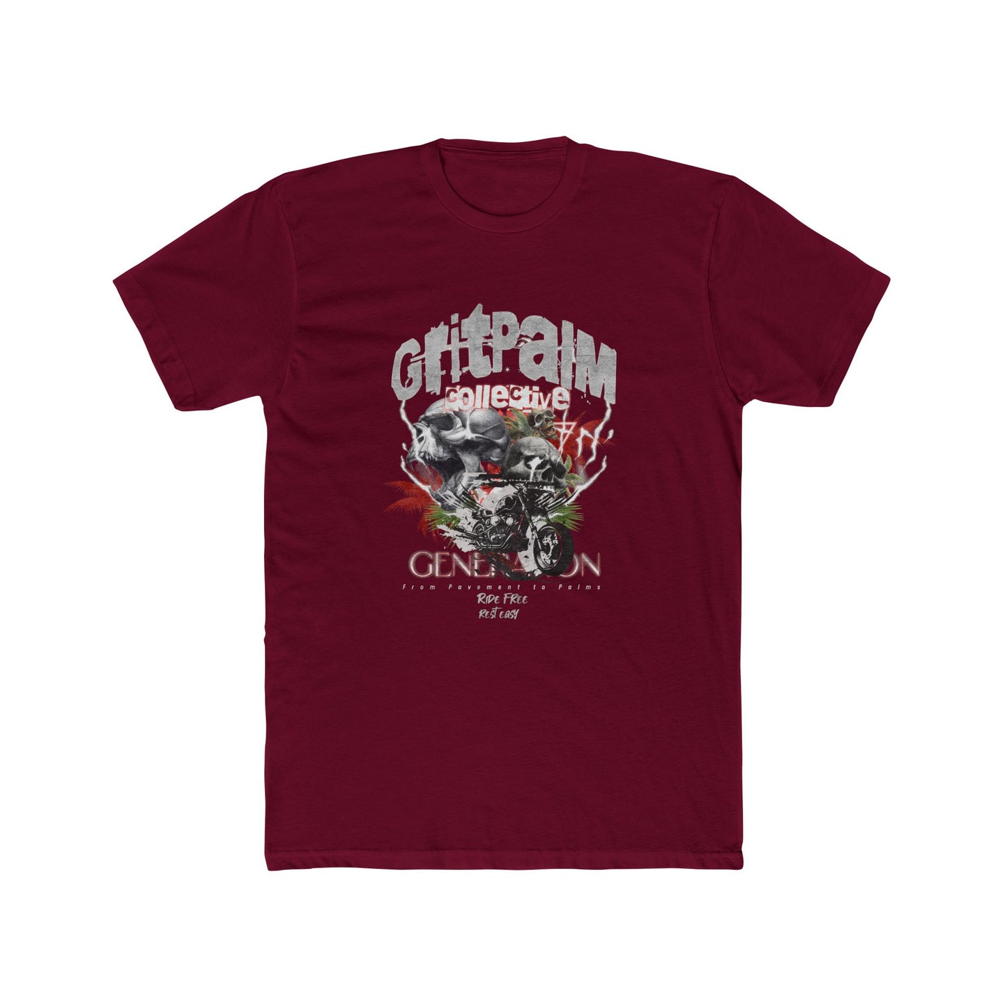 GritPalm Collective Unisex Cotton Crew Tee - Motorcycle Enthusiast Tee, Vintage Graphic Shirt, Gift for Bikers, Casual Wear, Music Festival [...] - GritPalm Collective