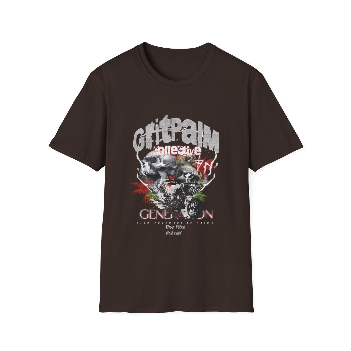 GritPalm Collective Unisex Softstyle T-Shirt - Edgy Graphic Tee for Festivals, Casual Wear, Gifts, Streetwear, Everyday Comfort - GritPalm Collective