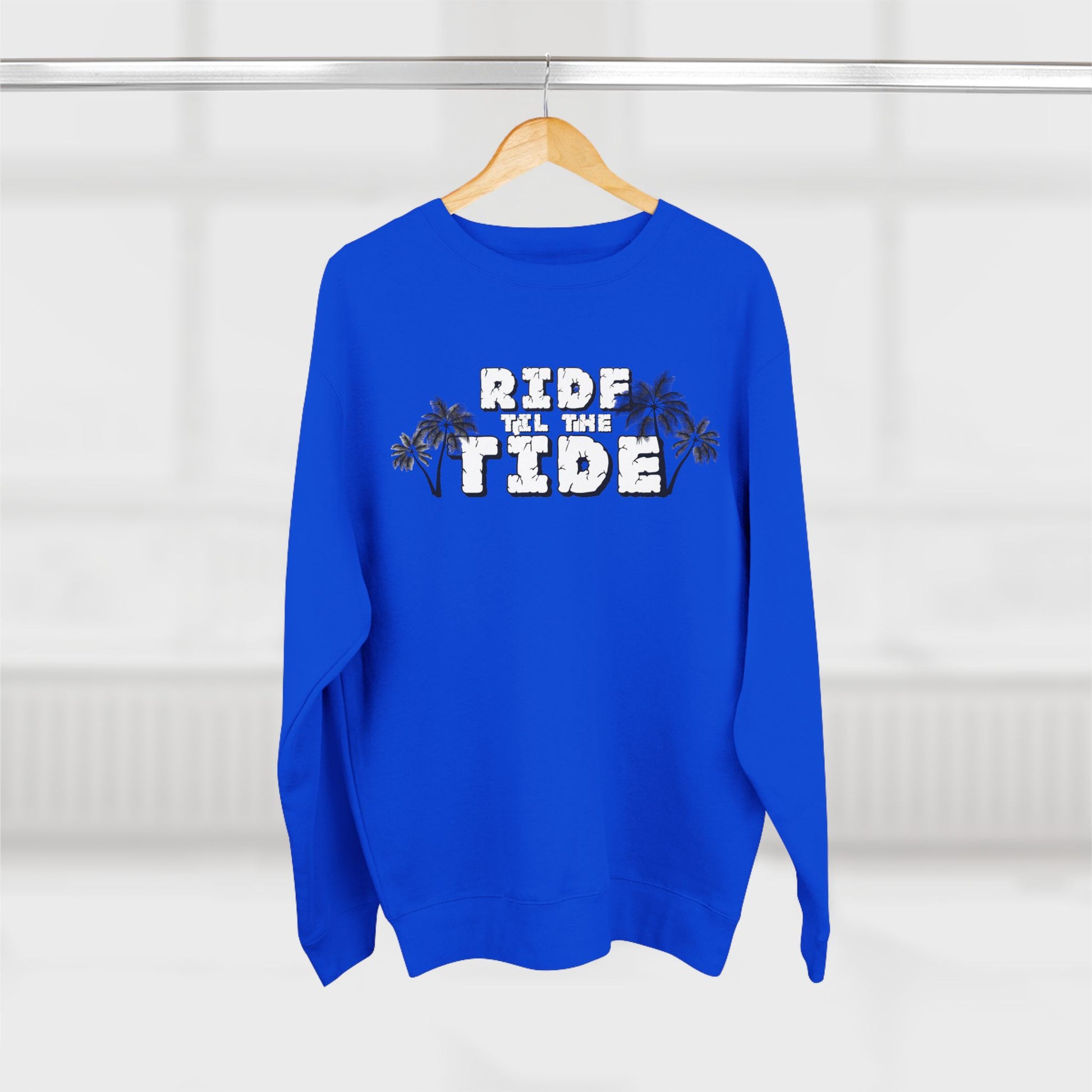 Ride til the Tide Unisex Crewneck Sweatshirt - Ride the Tide, Casual Wear, Summer Style, Gift for Surfers, Cozy Layering - GritPalm Collective