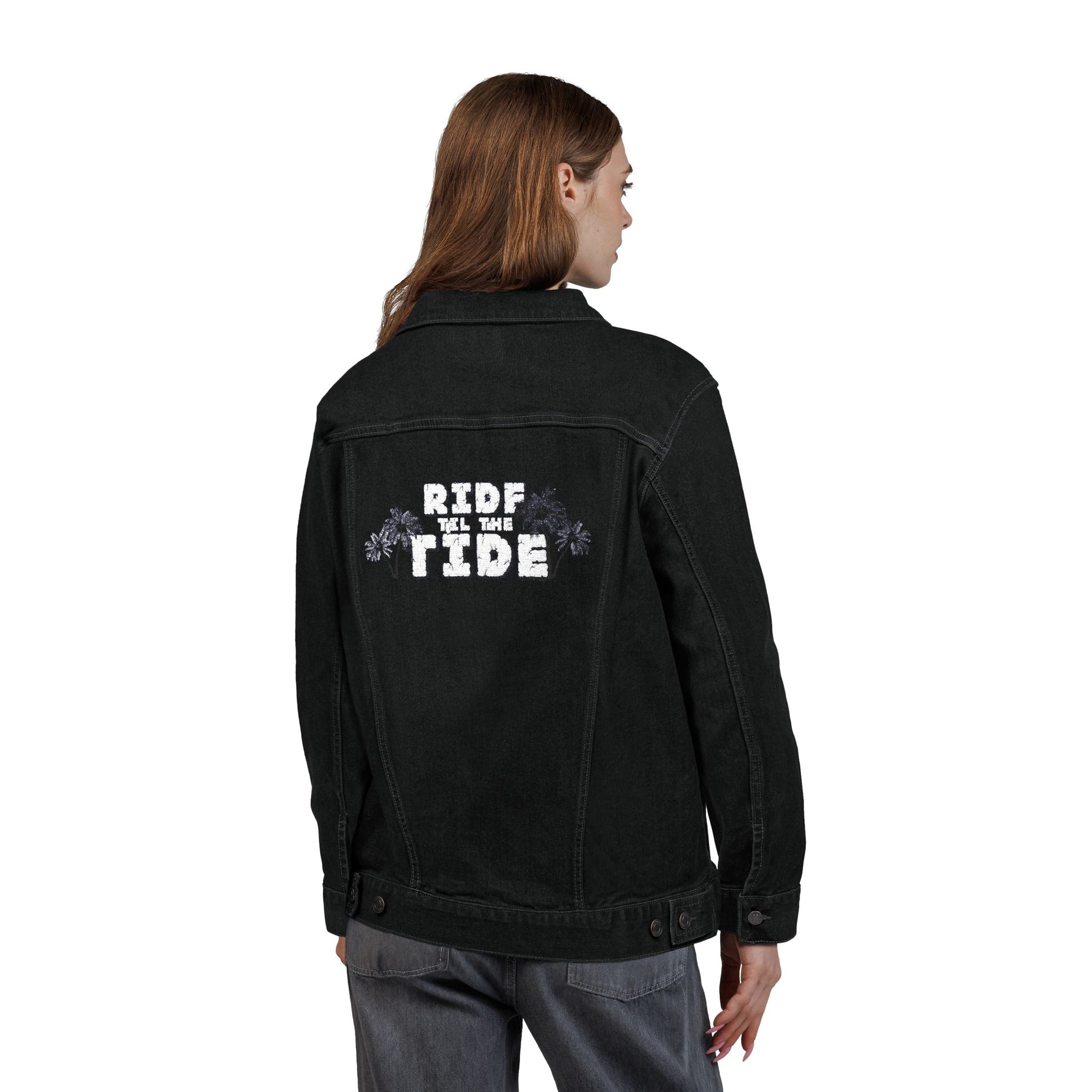Ride the Tide Unisex Embroidered Denim Jacket - Trendy Summer Fashion, Casual Outerwear, Beach Style, Gift for Her - GritPalm Collective