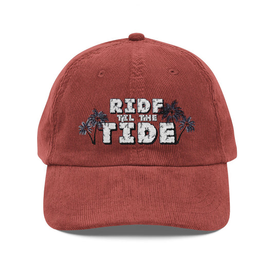 Ride the Tide Vintage Corduroy Cap, Beach Hat, Unisex Summer Accessory, Ocean Lover Gift, Casual Outfit Essential - GritPalm Collective
