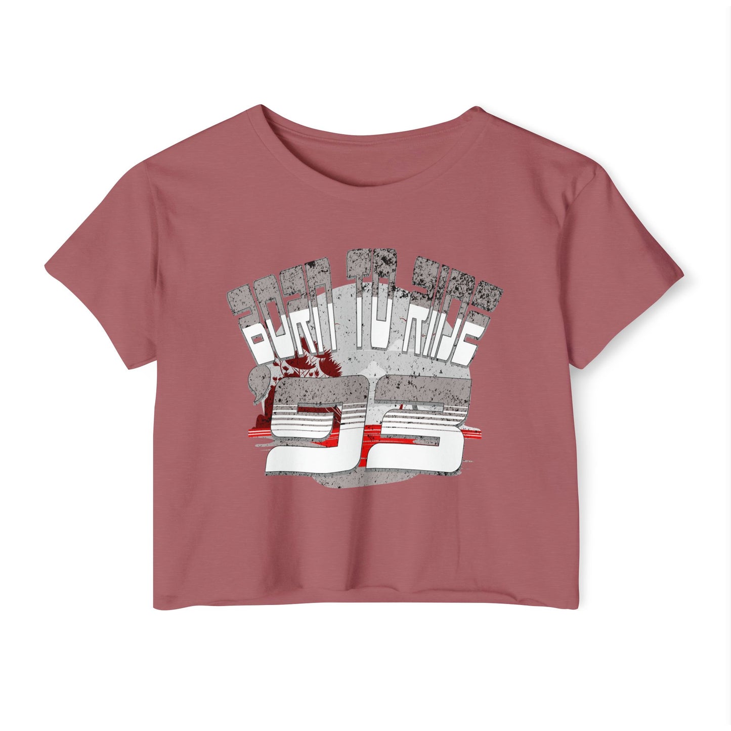Born to Ride '93 in Monochrome Crop Top Graphic Tee, Summer Music Festival Shirt, Boho Style Top, Women’s Concert Wear, Casual Summer Top