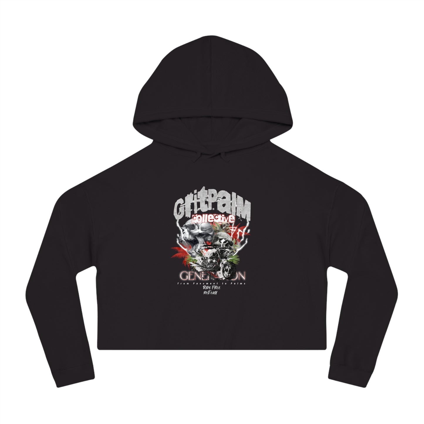 GritPalm Collective Camo Graphic Cropped Hoodie, Casual Streetwear for Women, Trendy Urban Fashion, Gift for Her, Fall Layering - GritPalm Collective