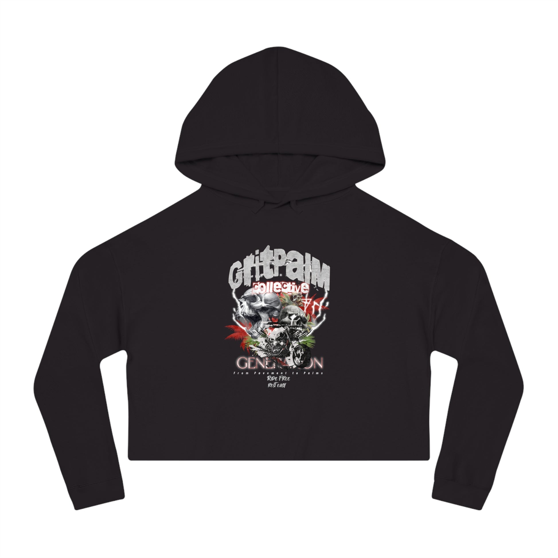 GritPalm Collective Camo Graphic Cropped Hoodie, Casual Streetwear for Women, Trendy Urban Fashion, Gift for Her, Fall Layering - GritPalm Collective