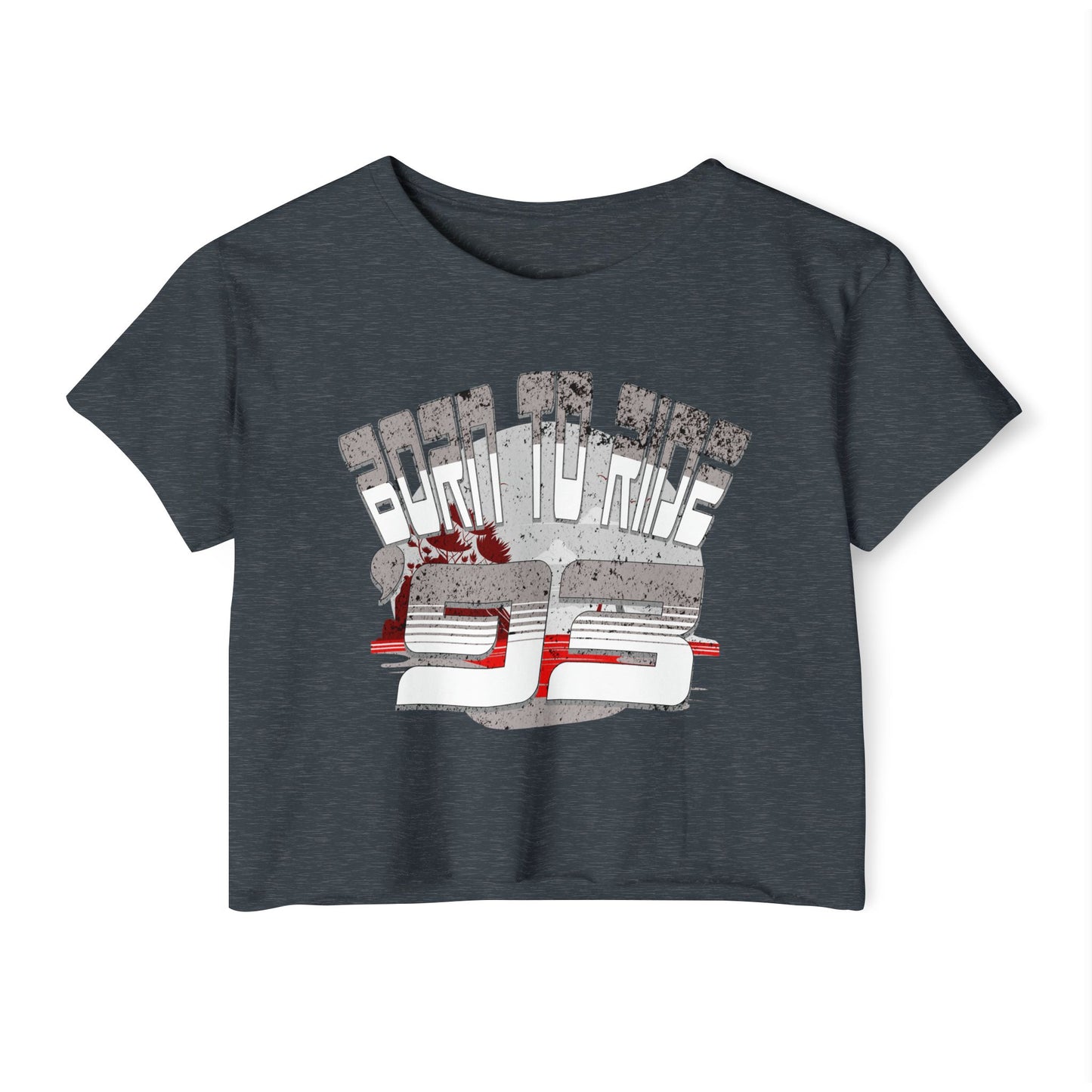 Born to Ride '93 in Monochrome Crop Top Graphic Tee, Summer Music Festival Shirt, Boho Style Top, Women’s Concert Wear, Casual Summer Top