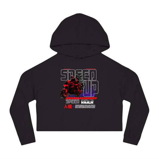Speed Up Cropped Hoodie, Stylish Women’s Sweatshirt, Gift for Bikers, Casual Streetwear, Fall Fashion - GritPalm Collective