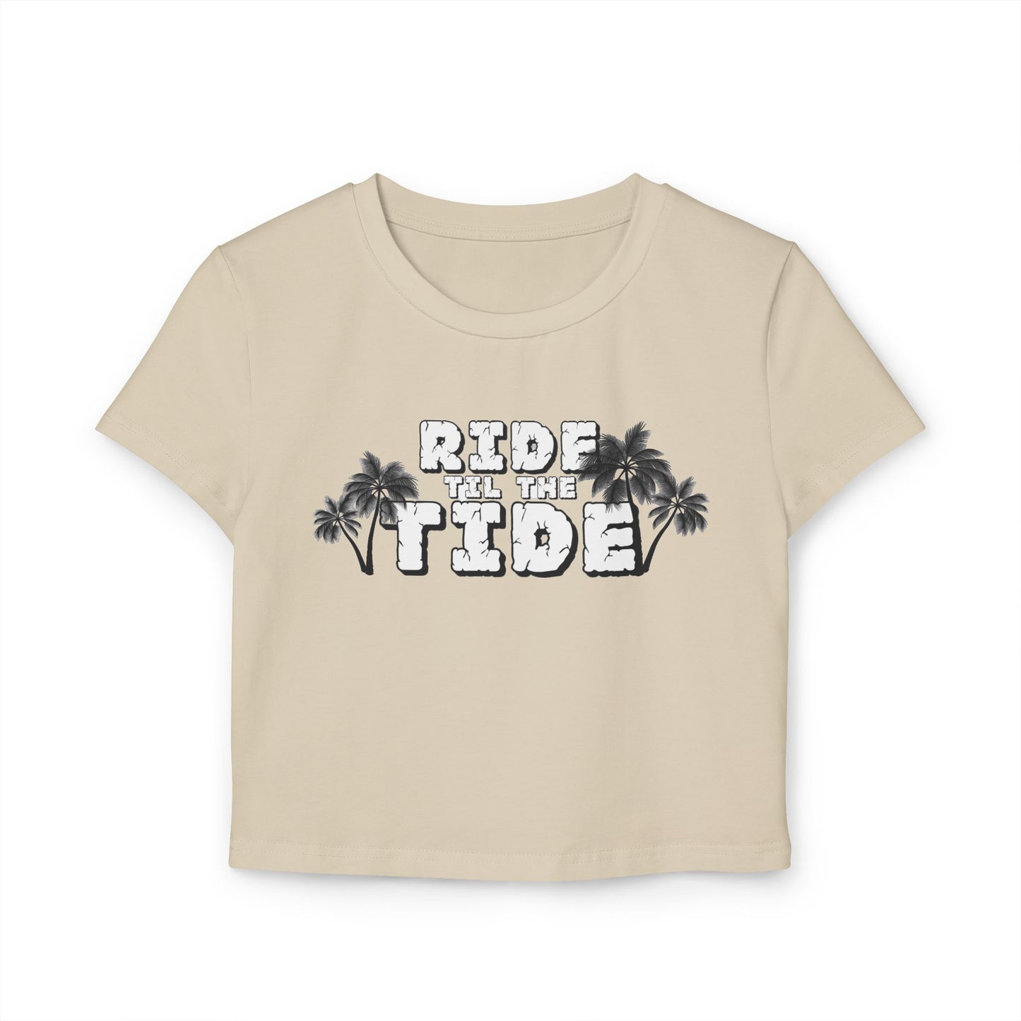 Ride the Tide Women's Baby Tee - Casual Summer Shirt, Beach Vibes Tee, Gift for Surf Lovers, Vacation Essentials, Trendy Cropped Top - GritPalm Collective
