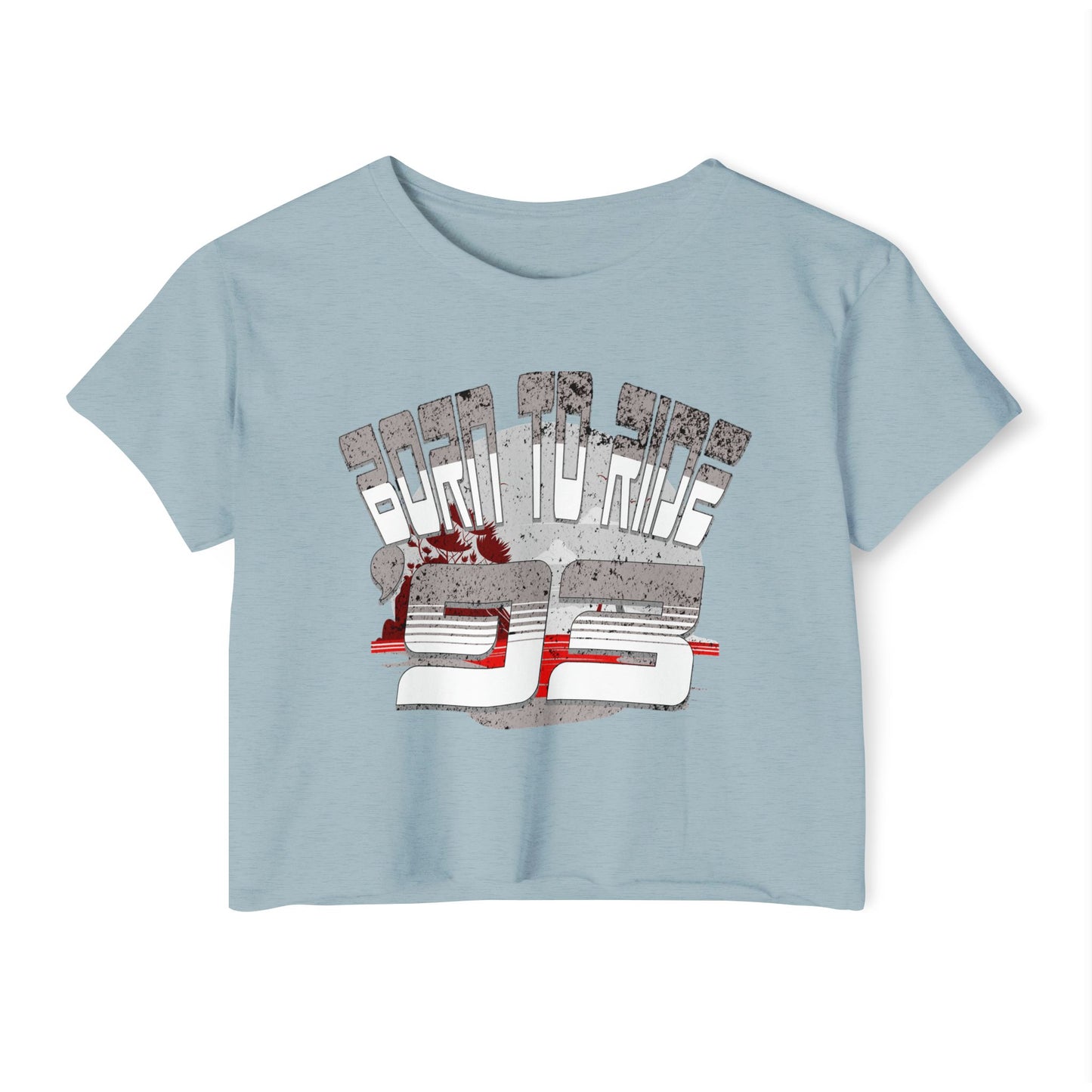 Born to Ride '93 in Monochrome Crop Top Graphic Tee, Summer Music Festival Shirt, Boho Style Top, Women’s Concert Wear, Casual Summer Top