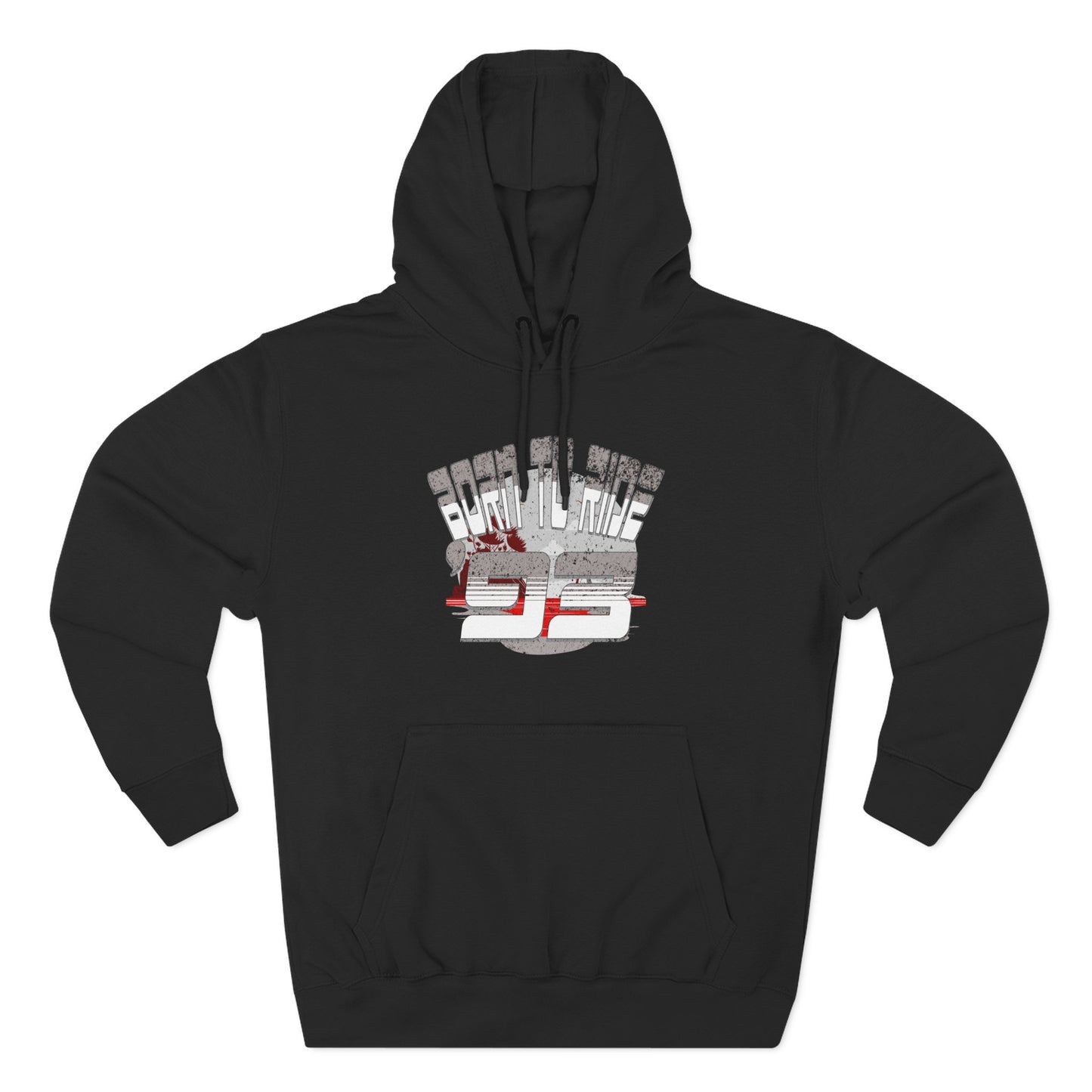 Born to Ride '93 in Monochrome Fleece Hoodie, Born to Ride Cozy Sweatshirt, Biker Gift, Unisex Casual Wear, Vintage Style Hoodie