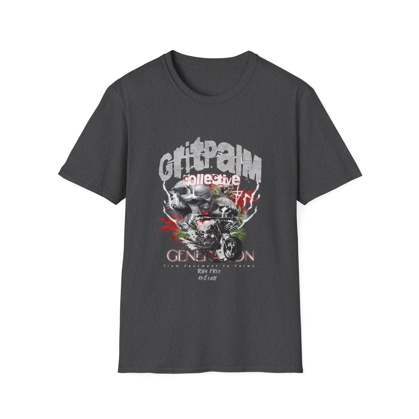 GritPalm Collective Unisex Softstyle T-Shirt - Edgy Graphic Tee for Festivals, Casual Wear, Gifts, Streetwear, Everyday Comfort - GritPalm Collective
