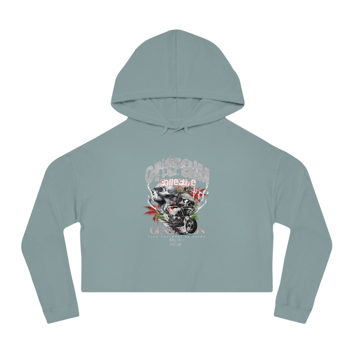 GritPalm Collective Camo Graphic Cropped Hoodie, Casual Streetwear for Women, Trendy Urban Fashion, Gift for Her, Fall Layering - GritPalm Collective