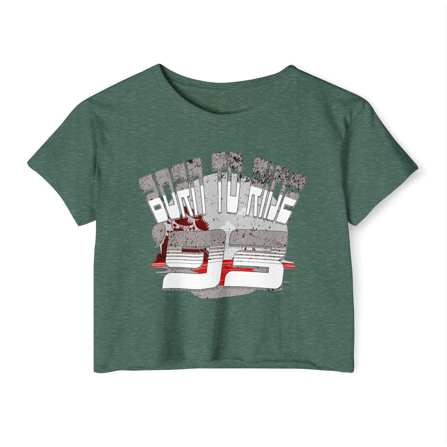 Born to Ride '93 in Monochrome Crop Top Graphic Tee, Summer Music Festival Shirt, Boho Style Top, Women’s Concert Wear, Casual Summer Top
