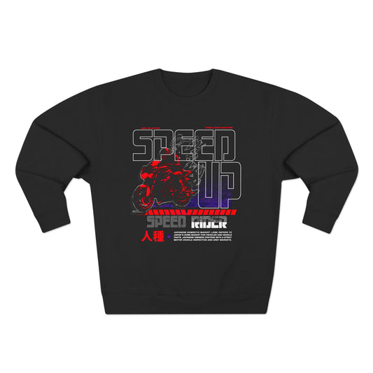 Speed Up Unisex Graphic Crewneck Sweatshirt, Cool Biker Gift, Casual Streetwear, Unique Sweatshirt for Men and Women, Cozy Fall Layer - GritPalm Collective