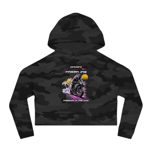 Motorcycle Freedom Women’s Cropped Hoodie - Stylish Sweatshirt, Casual Wear, Gift for Her, Streetwear, Trendy Fashion - GritPalm Collective
