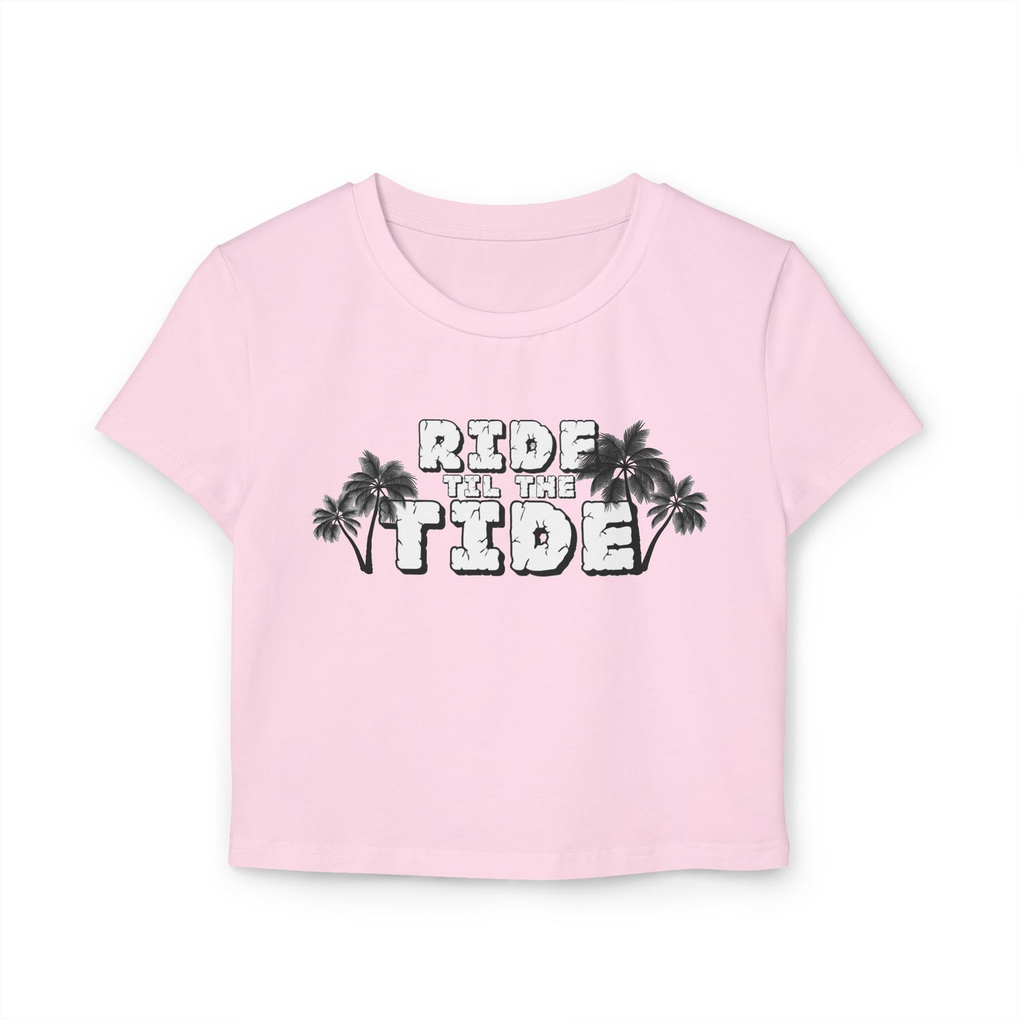 Ride the Tide Women's Baby Tee - Casual Summer Shirt, Beach Vibes Tee, Gift for Surf Lovers, Vacation Essentials, Trendy Cropped Top - GritPalm Collective