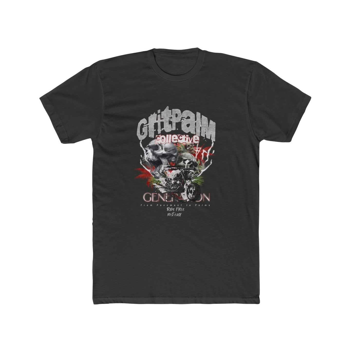 GritPalm Collective Unisex Cotton Crew Tee - Motorcycle Enthusiast Tee, Vintage Graphic Shirt, Gift for Bikers, Casual Wear, Music Festival [...] - GritPalm Collective
