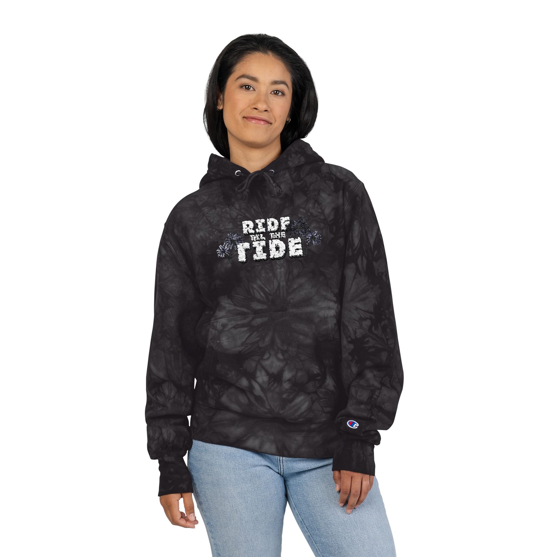 Ride Til the Tide Unisex Champion Tie-Dye Hoodie - Cool Casual Wear, Perfect Gift for Beach Lovers, Summer Vibes, Trendy Apparel, Unique [...] - GritPalm Collective